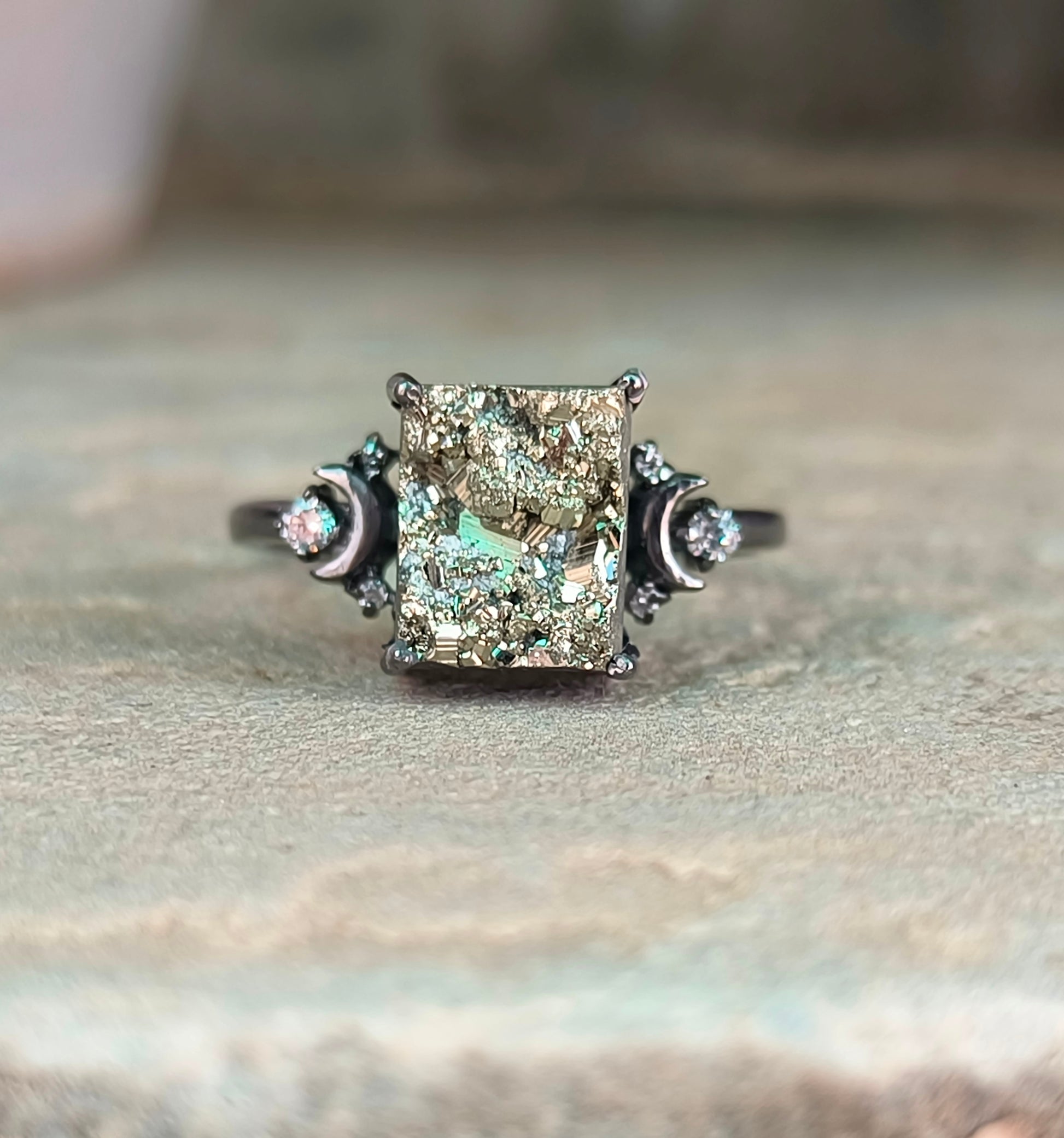 Raw Rough Pyrite Engagement Ring – 925 Sterling Silver | Silverforestaa - SILVERFORESTAA