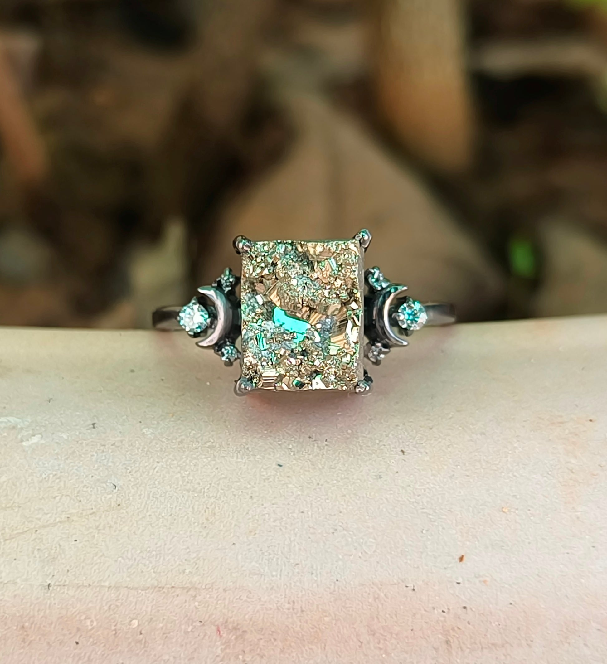 Raw Rough Pyrite Engagement Ring – 925 Sterling Silver | Silverforestaa - SILVERFORESTAA