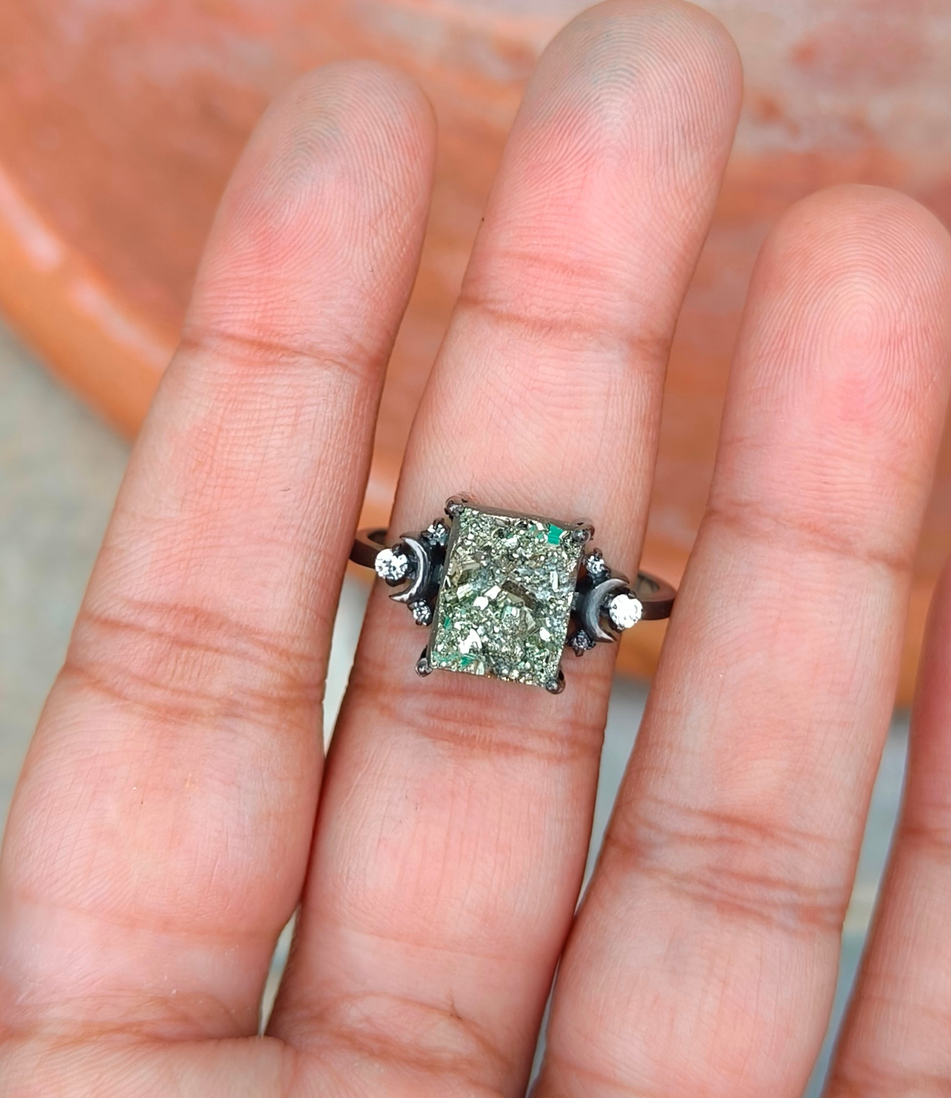 Raw Rough Pyrite Engagement Ring – 925 Sterling Silver | Silverforestaa - SILVERFORESTAA