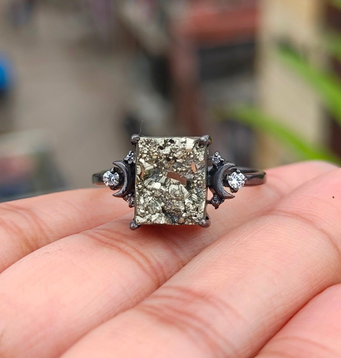 Raw Rough Pyrite Engagement Ring – 925 Sterling Silver | Silverforestaa - SILVERFORESTAA