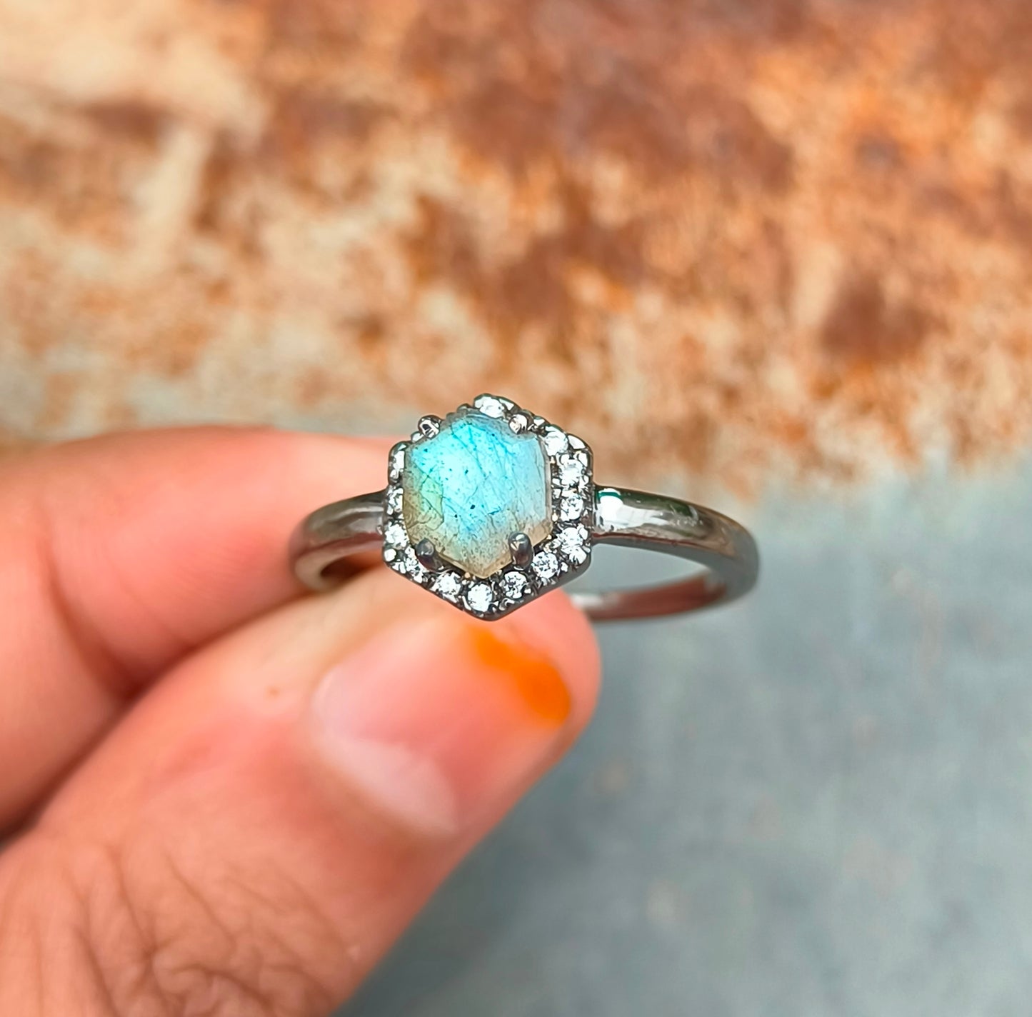 Nature Inspired Labradorite Engagement Ring – 925 Silver - SILVERFORESTAA