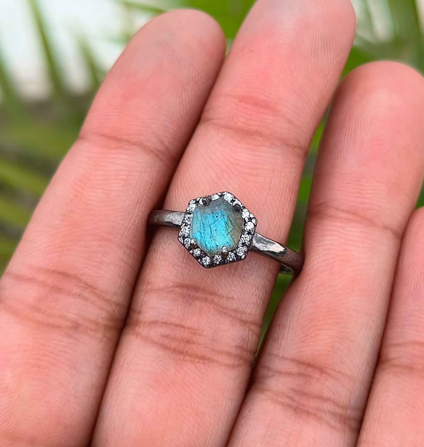Nature Inspired Labradorite Engagement Ring – 925 Silver - SILVERFORESTAA