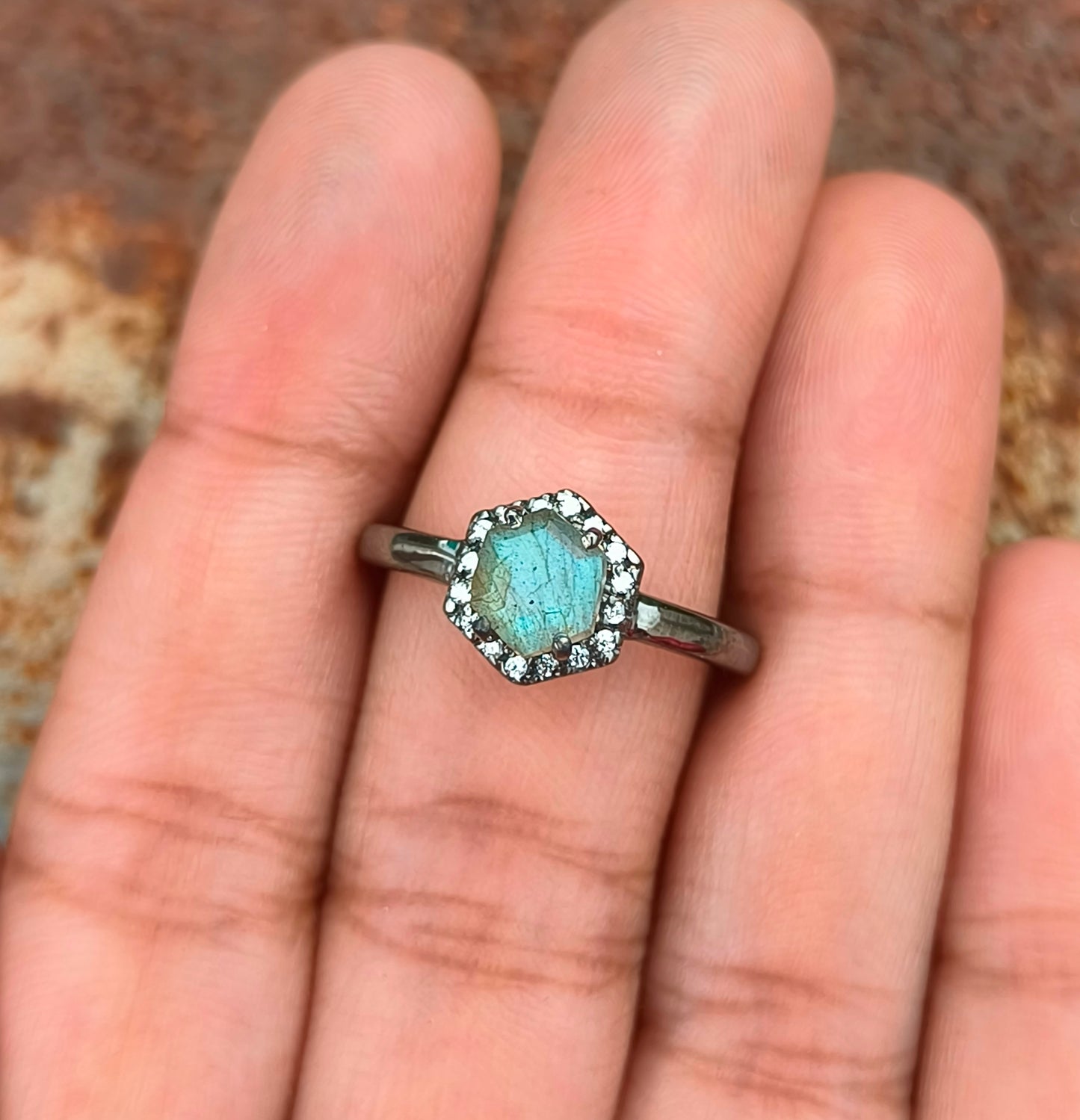Nature Inspired Labradorite Engagement Ring – 925 Silver - SILVERFORESTAA