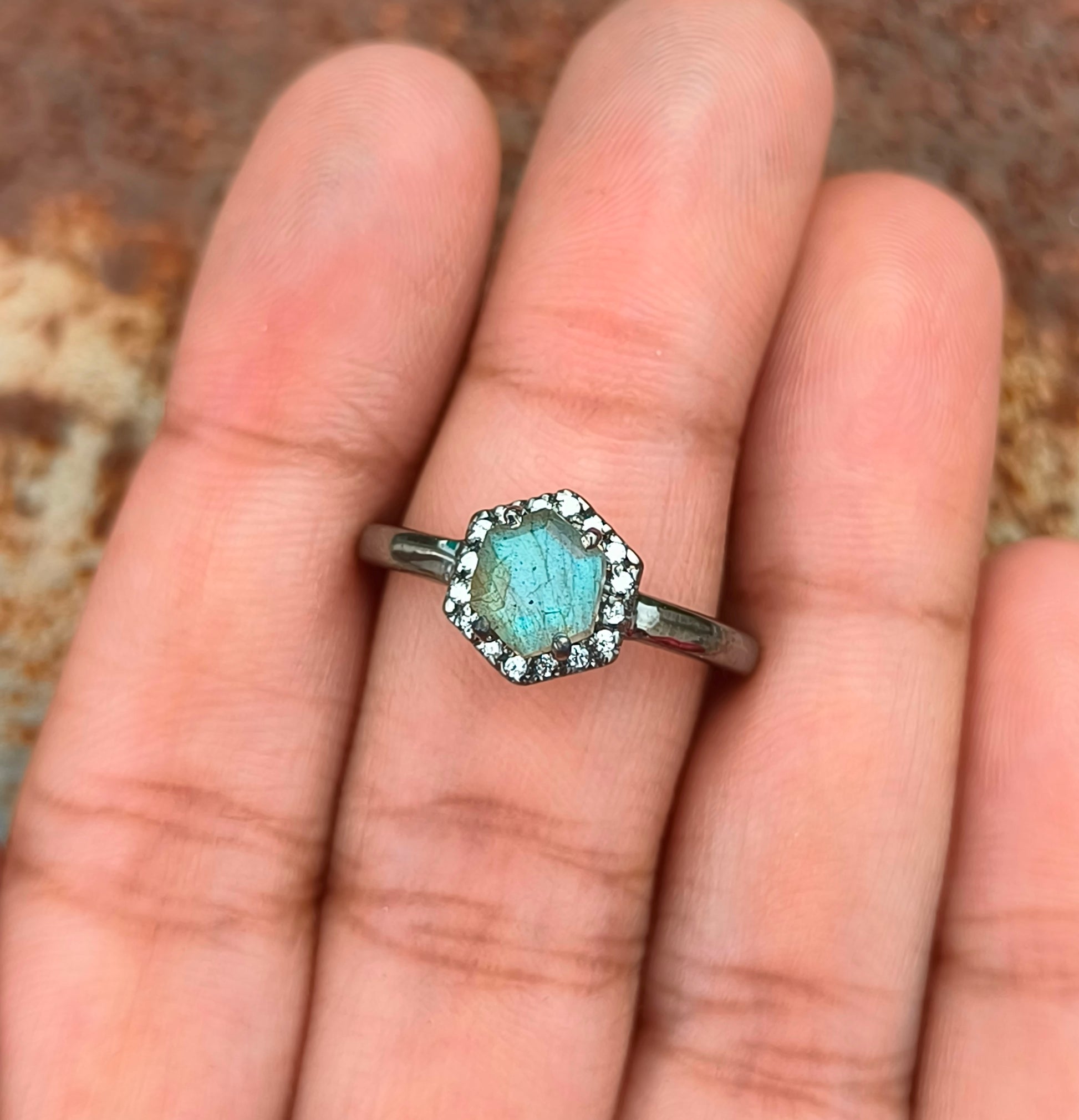 Nature Inspired Labradorite Engagement Ring – 925 Silver - SILVERFORESTAA