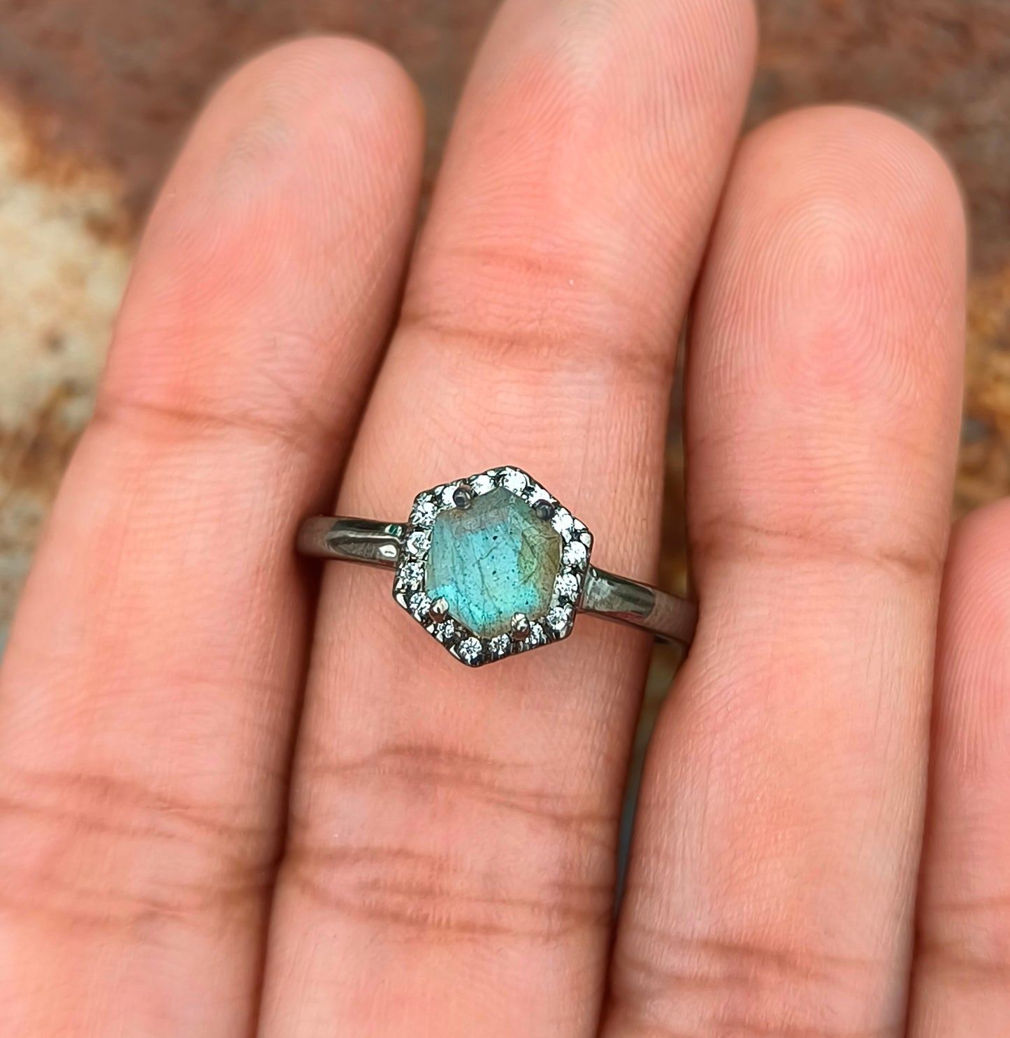 Nature Inspired Labradorite Engagement Ring – 925 Silver - SILVERFORESTAA