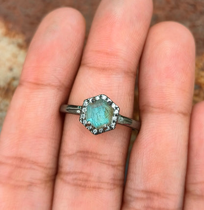 Nature Inspired Labradorite Engagement Ring – 925 Silver - SILVERFORESTAA