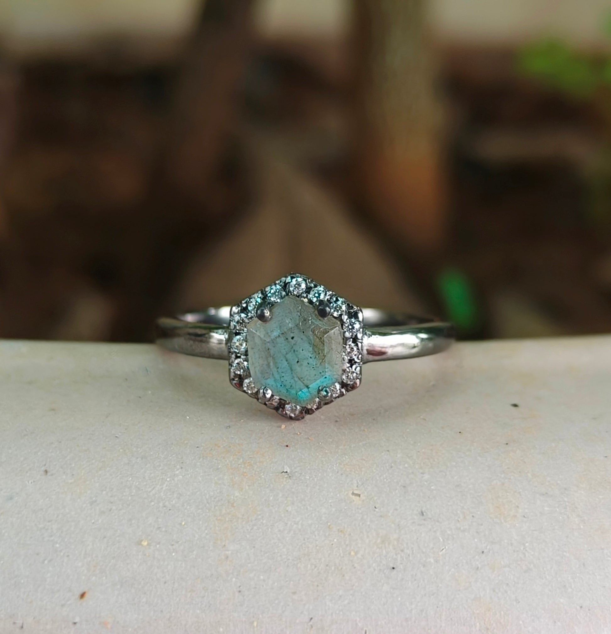 Nature Inspired Labradorite Engagement Ring – 925 Silver - SILVERFORESTAA