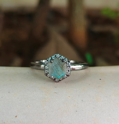 Nature Inspired Labradorite Engagement Ring – 925 Silver - SILVERFORESTAA