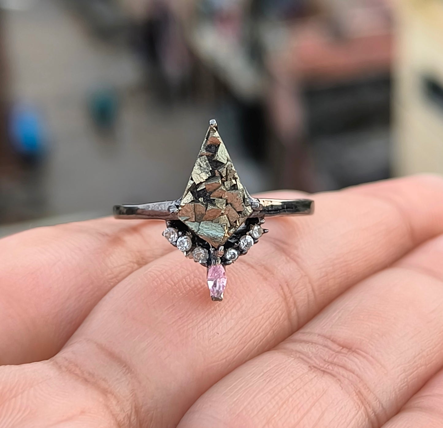 Kite Raw Pyrite Engagement Ring – 925 Sterling Silver I SilverForestaa - SILVERFORESTAA