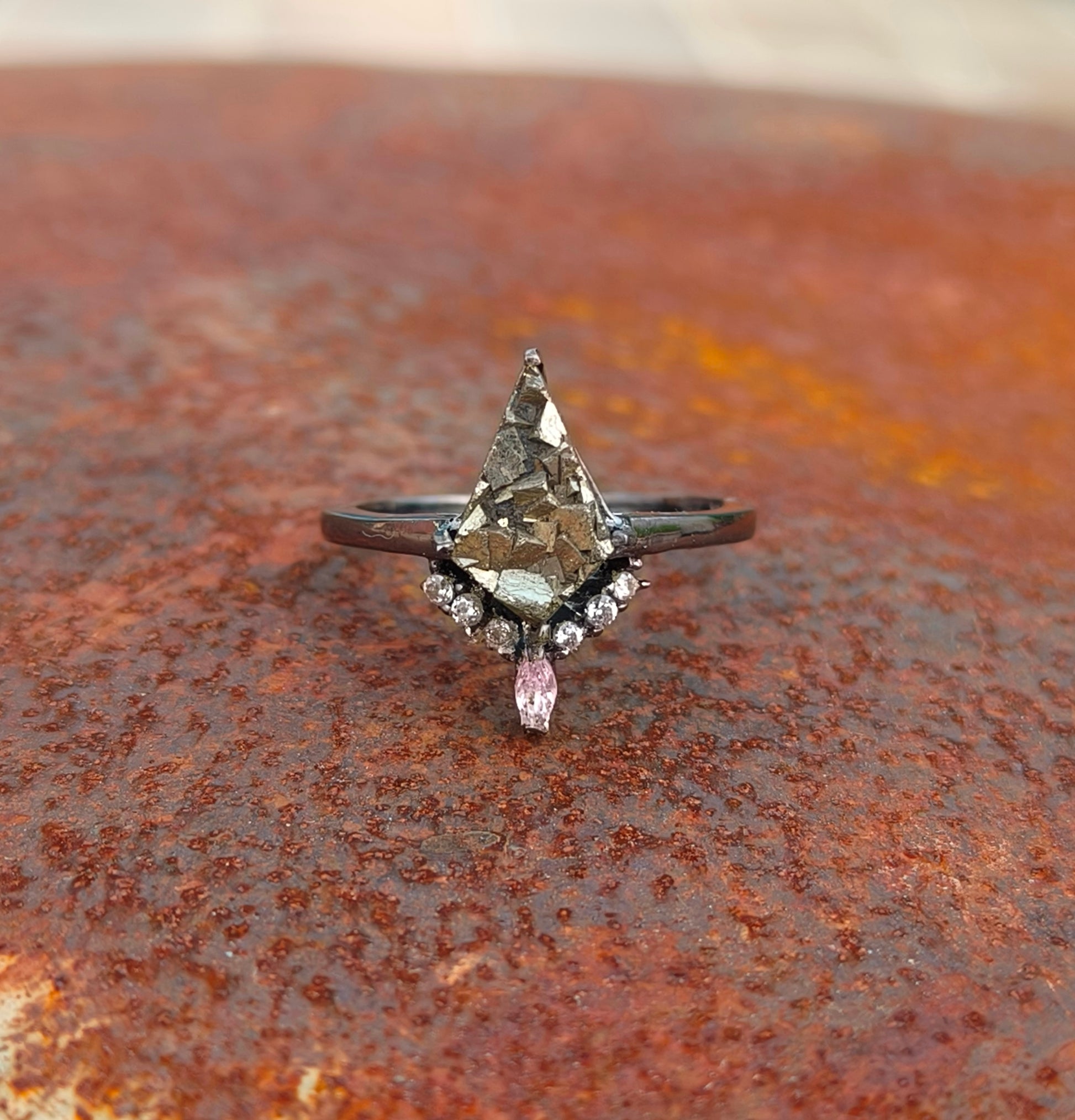 Kite Raw Pyrite Engagement Ring – 925 Sterling Silver I SilverForestaa - SILVERFORESTAA