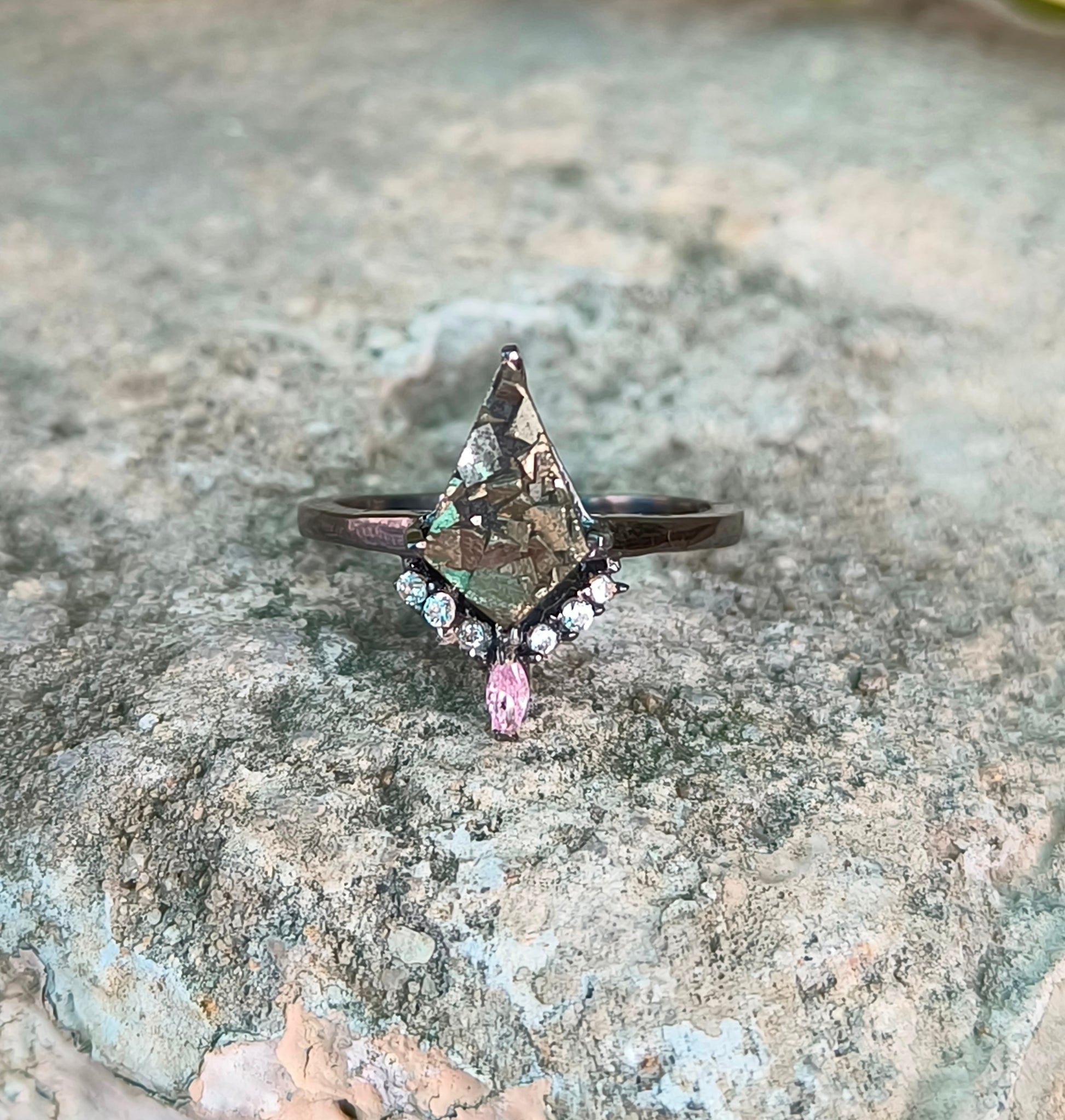 Kite Raw Pyrite Engagement Ring – 925 Sterling Silver I SilverForestaa - SILVERFORESTAA