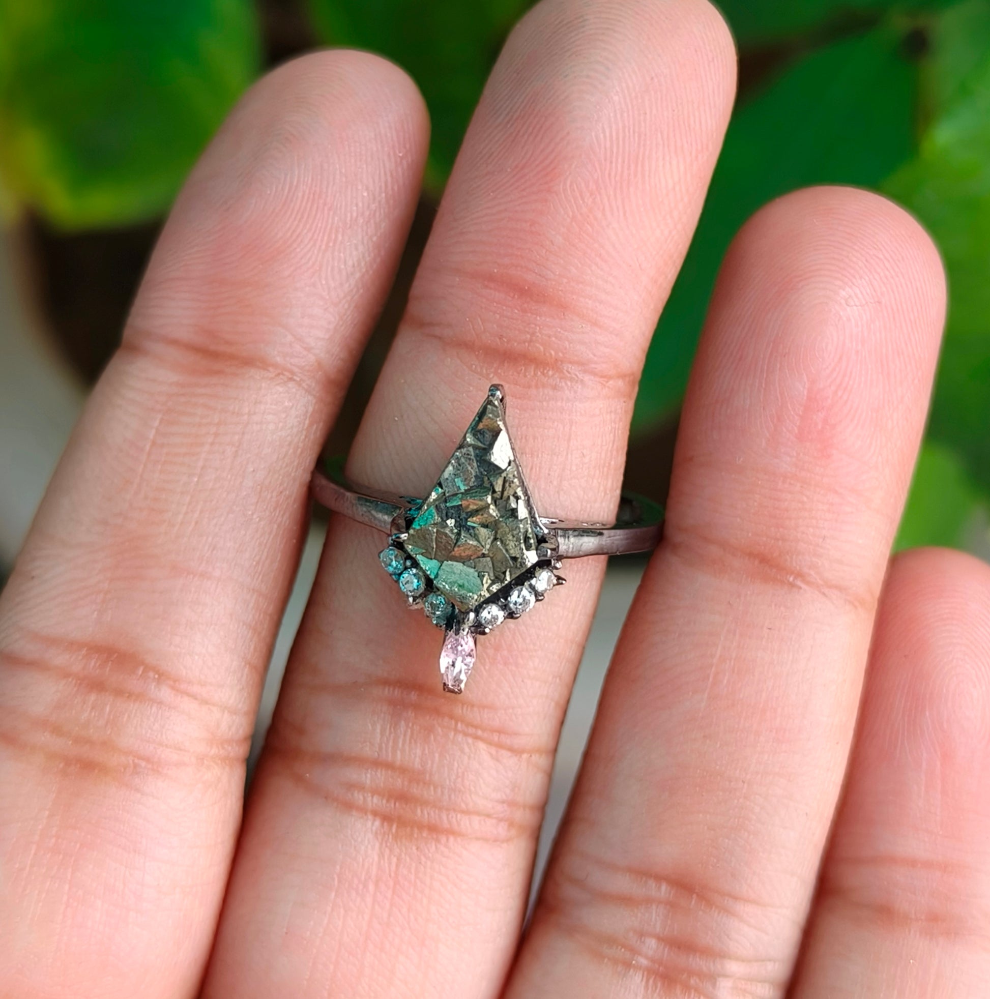 Kite Raw Pyrite Engagement Ring – 925 Sterling Silver I SilverForestaa - SILVERFORESTAA