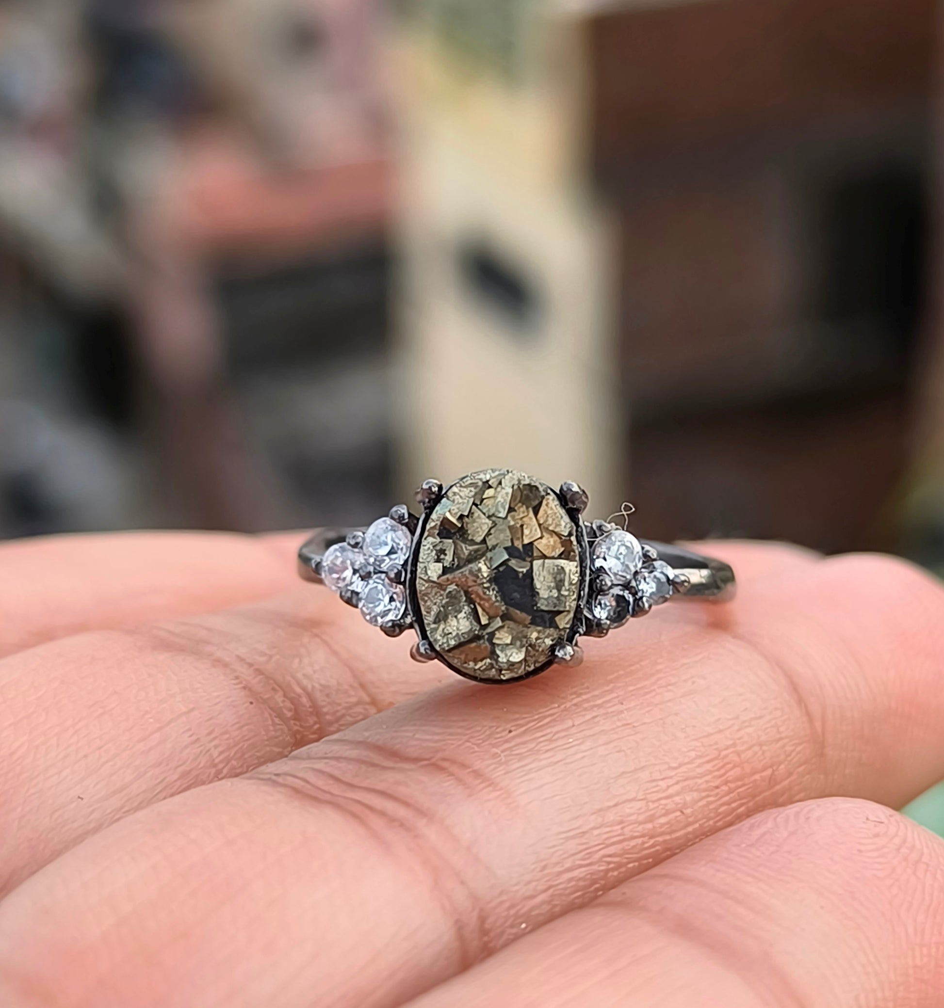 Pyrite Gemstone Engagement Ring – 925 Sterling Silver - SILVERFORESTAA