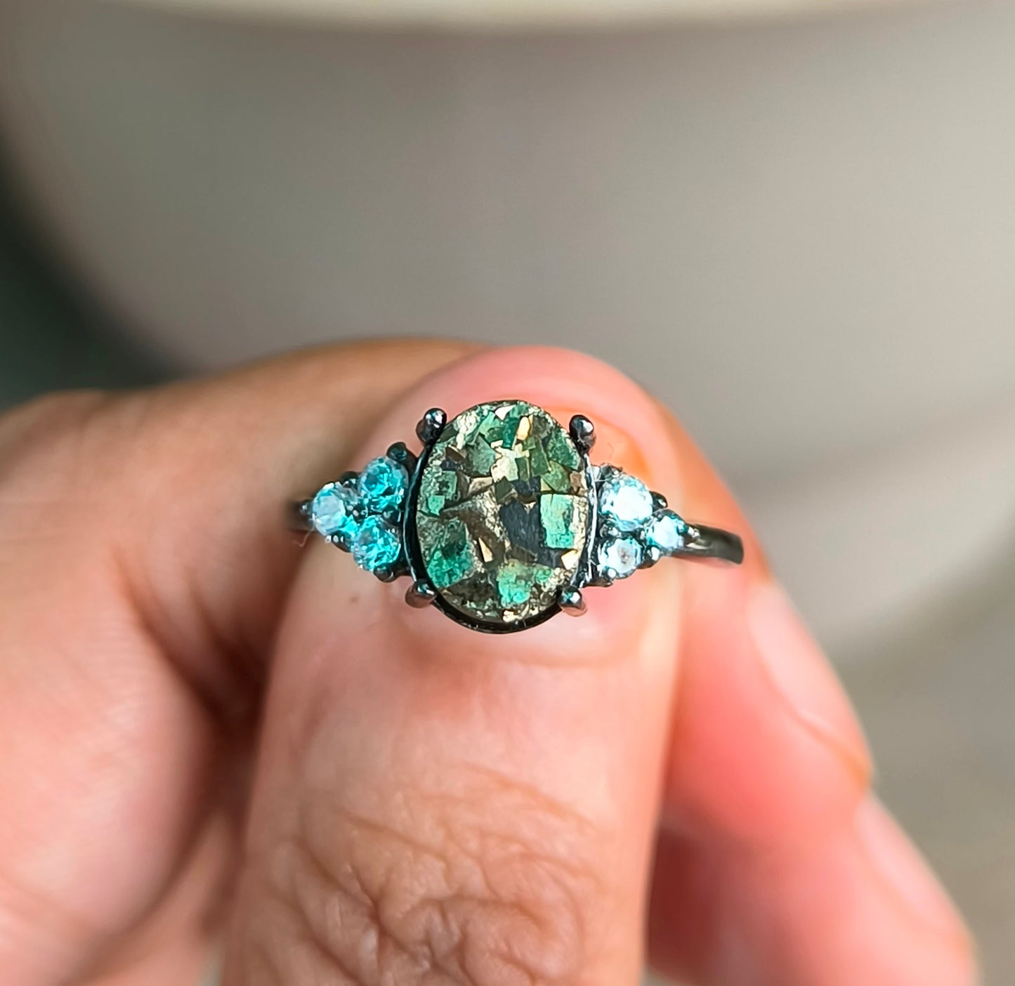 Pyrite Gemstone Engagement Ring – 925 Sterling Silver - SILVERFORESTAA