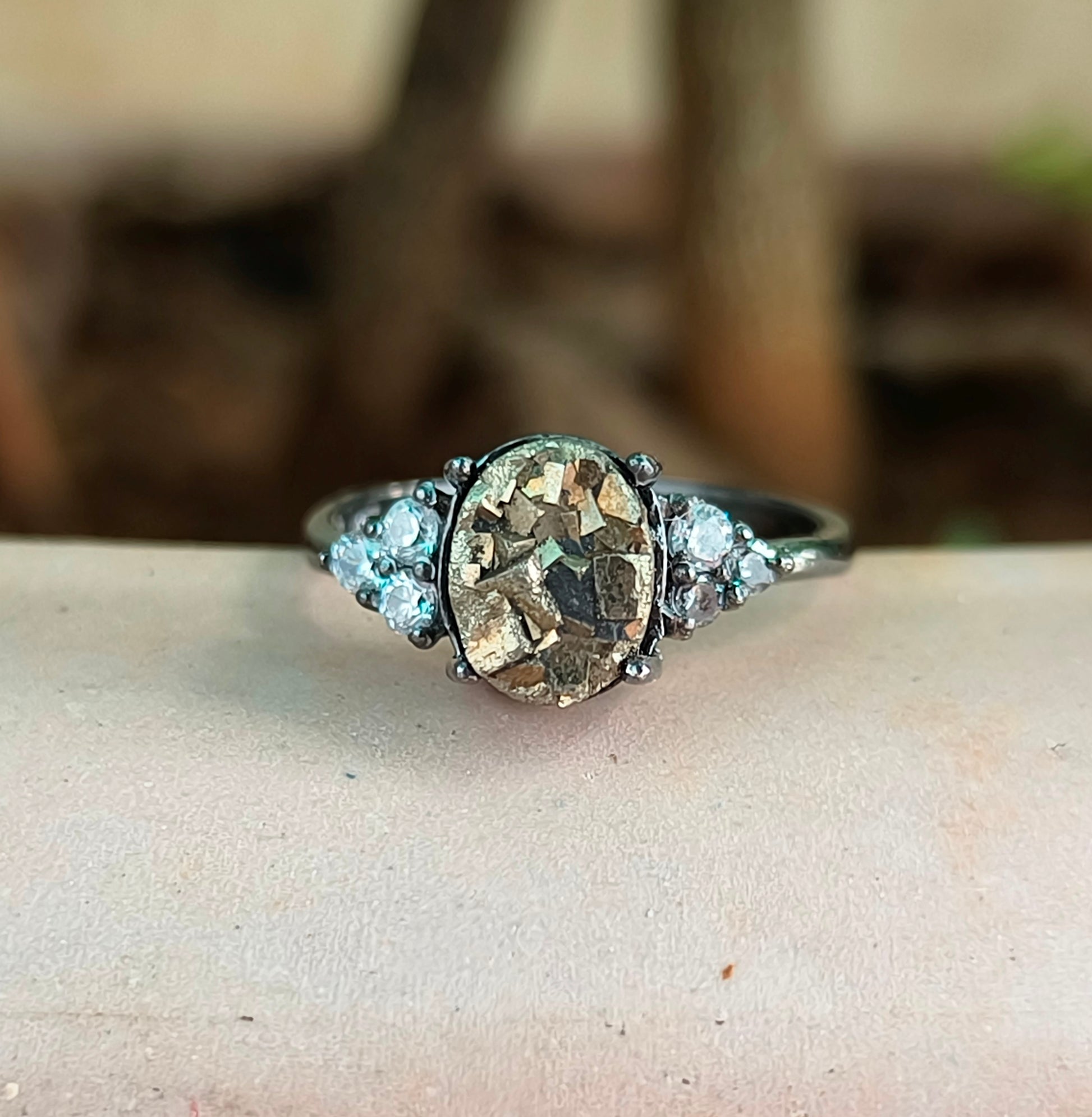 Pyrite Gemstone Engagement Ring – 925 Sterling Silver - SILVERFORESTAA