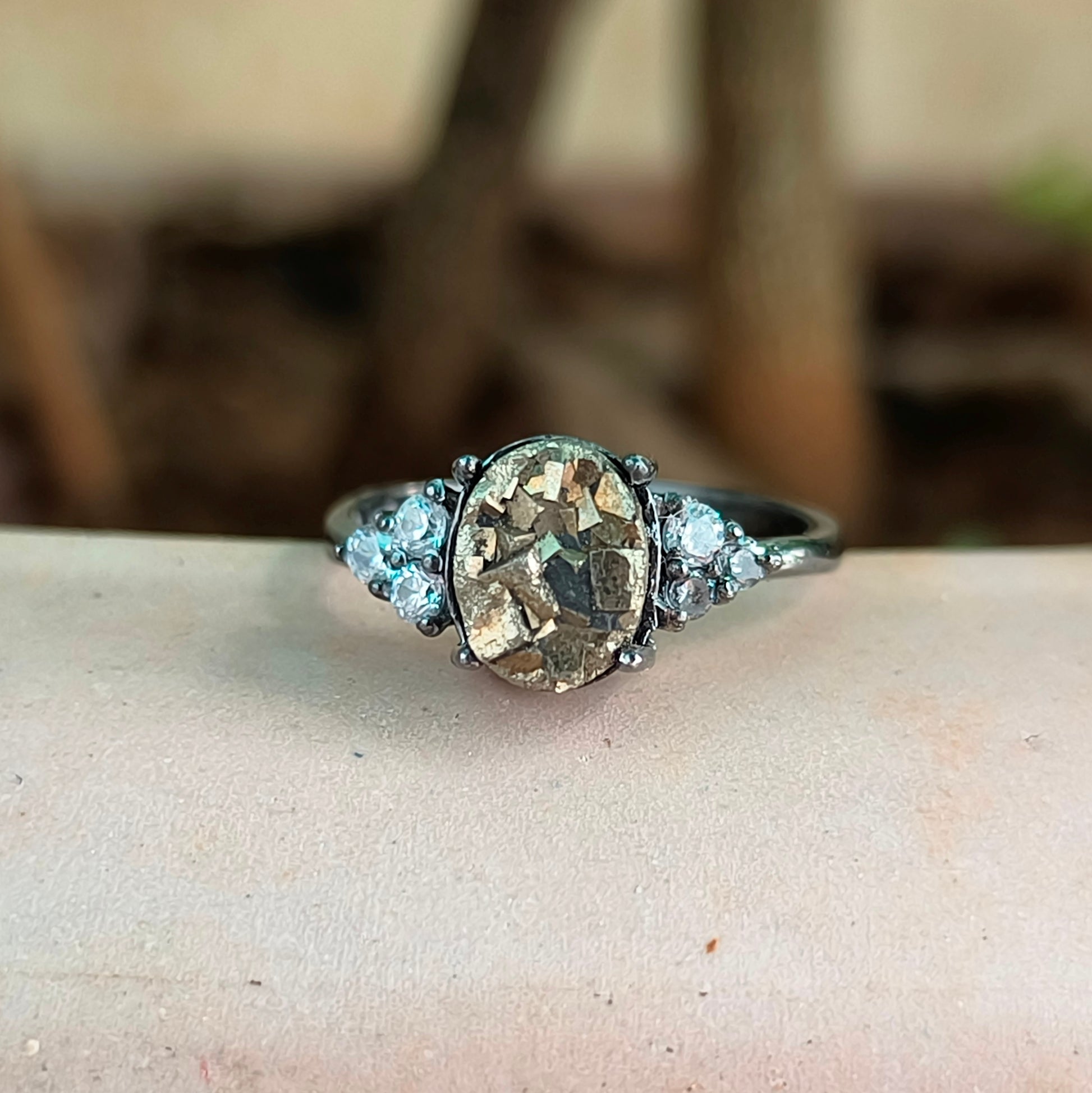 Pyrite Gemstone Engagement Ring – 925 Sterling Silver - SILVERFORESTAA