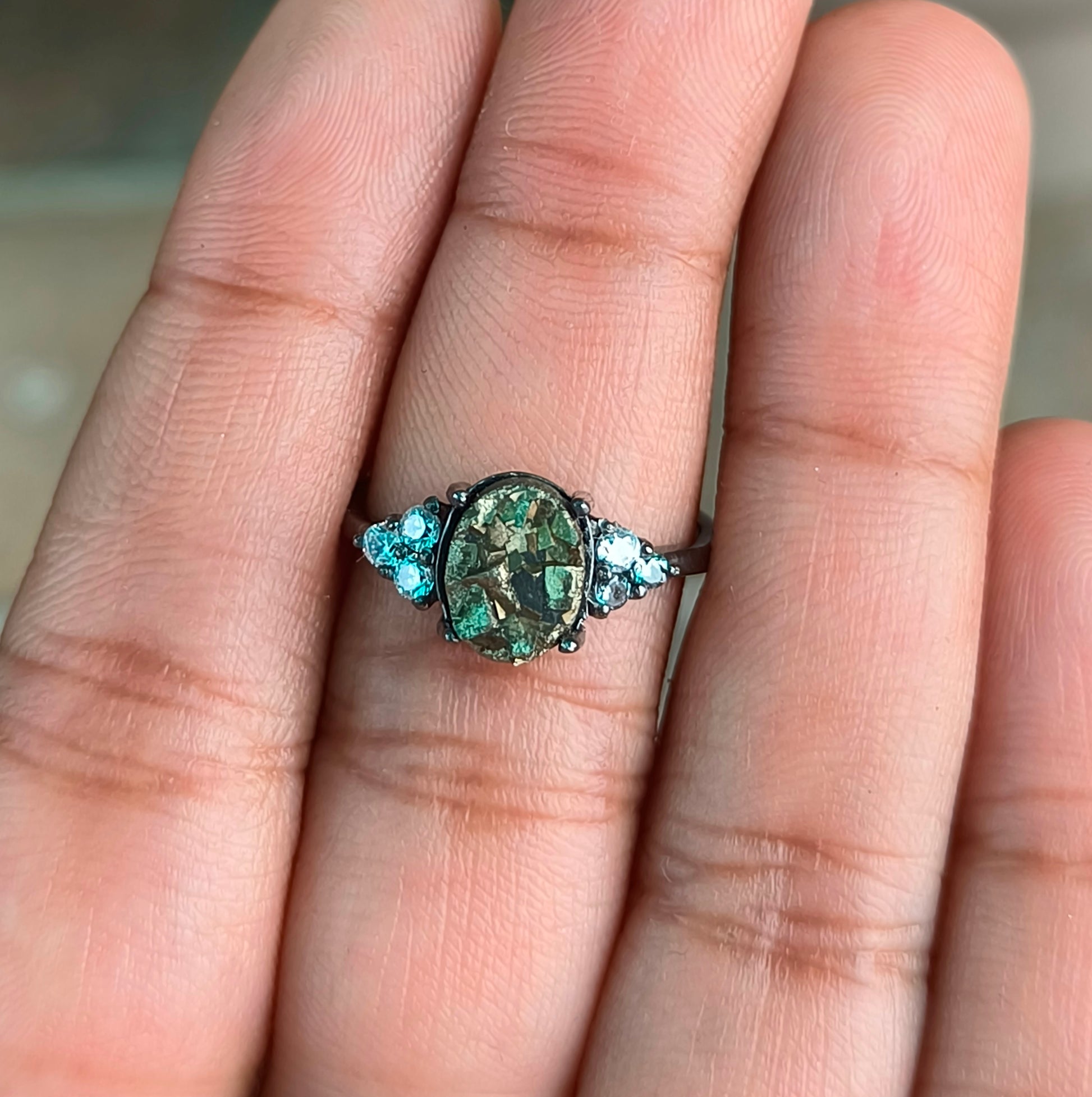 Pyrite Gemstone Engagement Ring – 925 Sterling Silver - SILVERFORESTAA