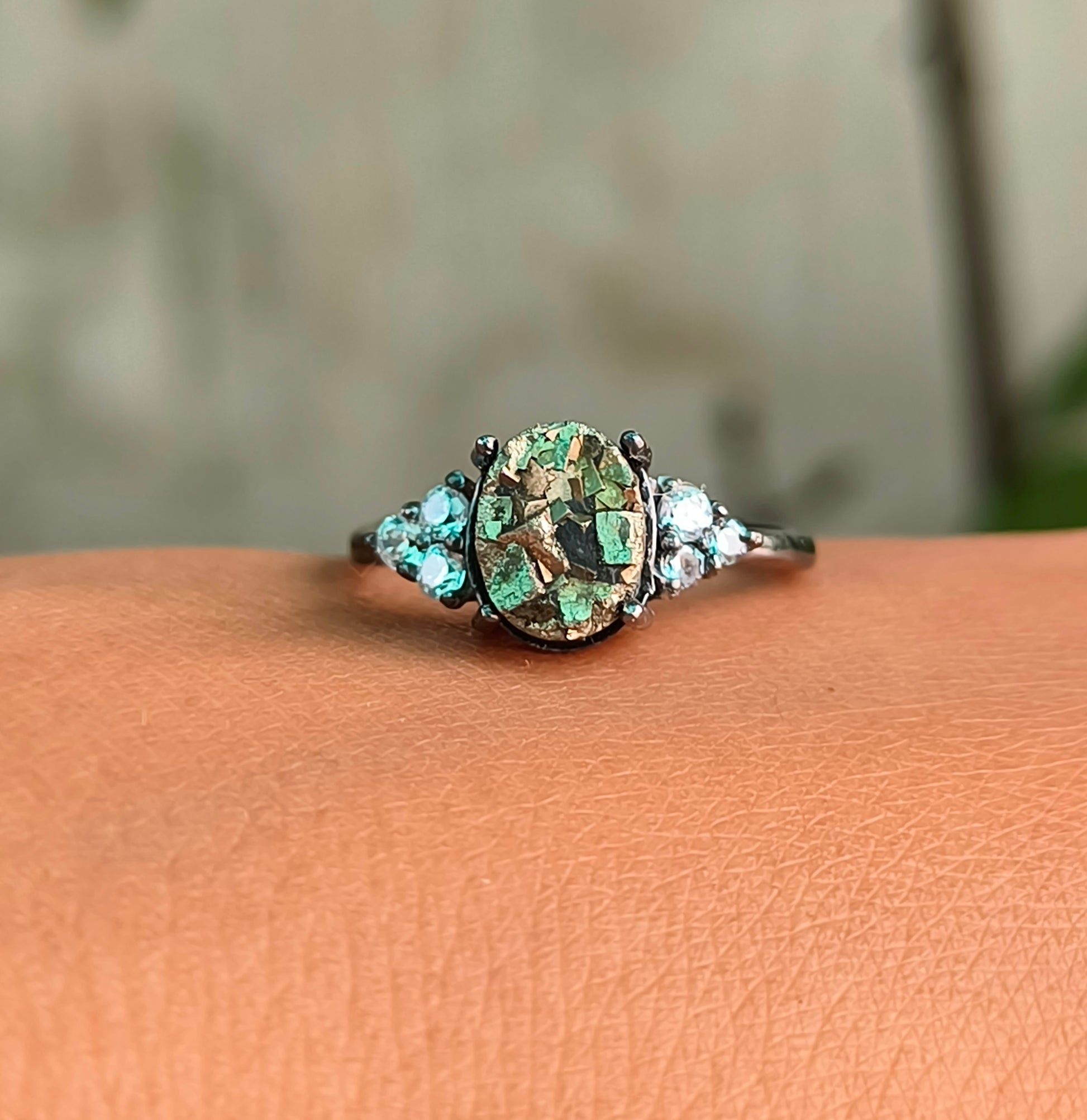 Pyrite Gemstone Engagement Ring – 925 Sterling Silver - SILVERFORESTAA