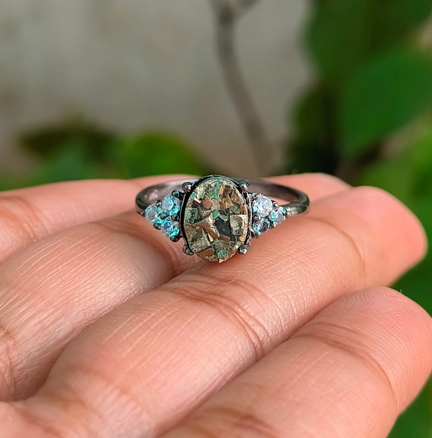 Pyrite Gemstone Engagement Ring – 925 Sterling Silver - SILVERFORESTAA