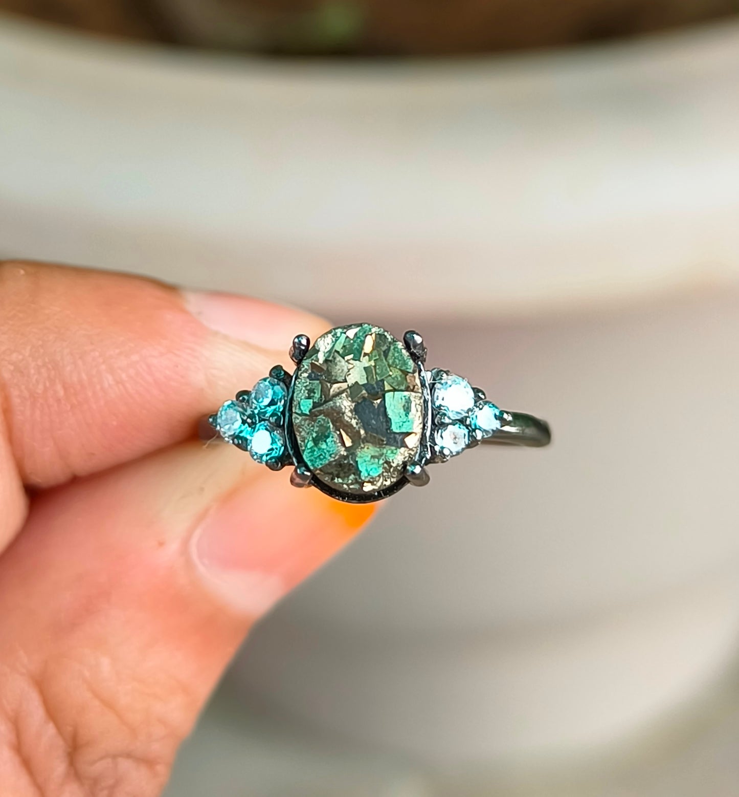Pyrite Gemstone Engagement Ring – 925 Sterling Silver - SILVERFORESTAA