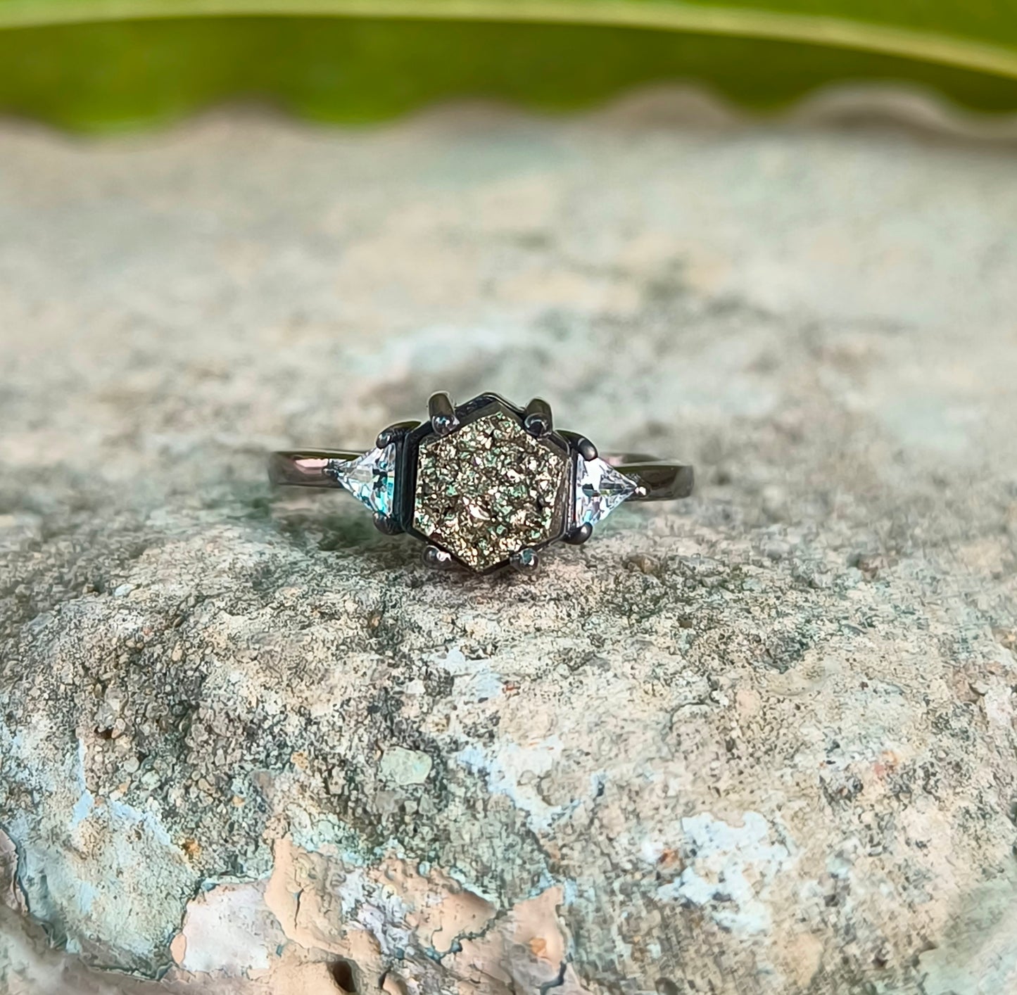 Raw Pyrite Sterling Silver Ring - Engagement Ring I SilverForestaa - SILVERFORESTAA