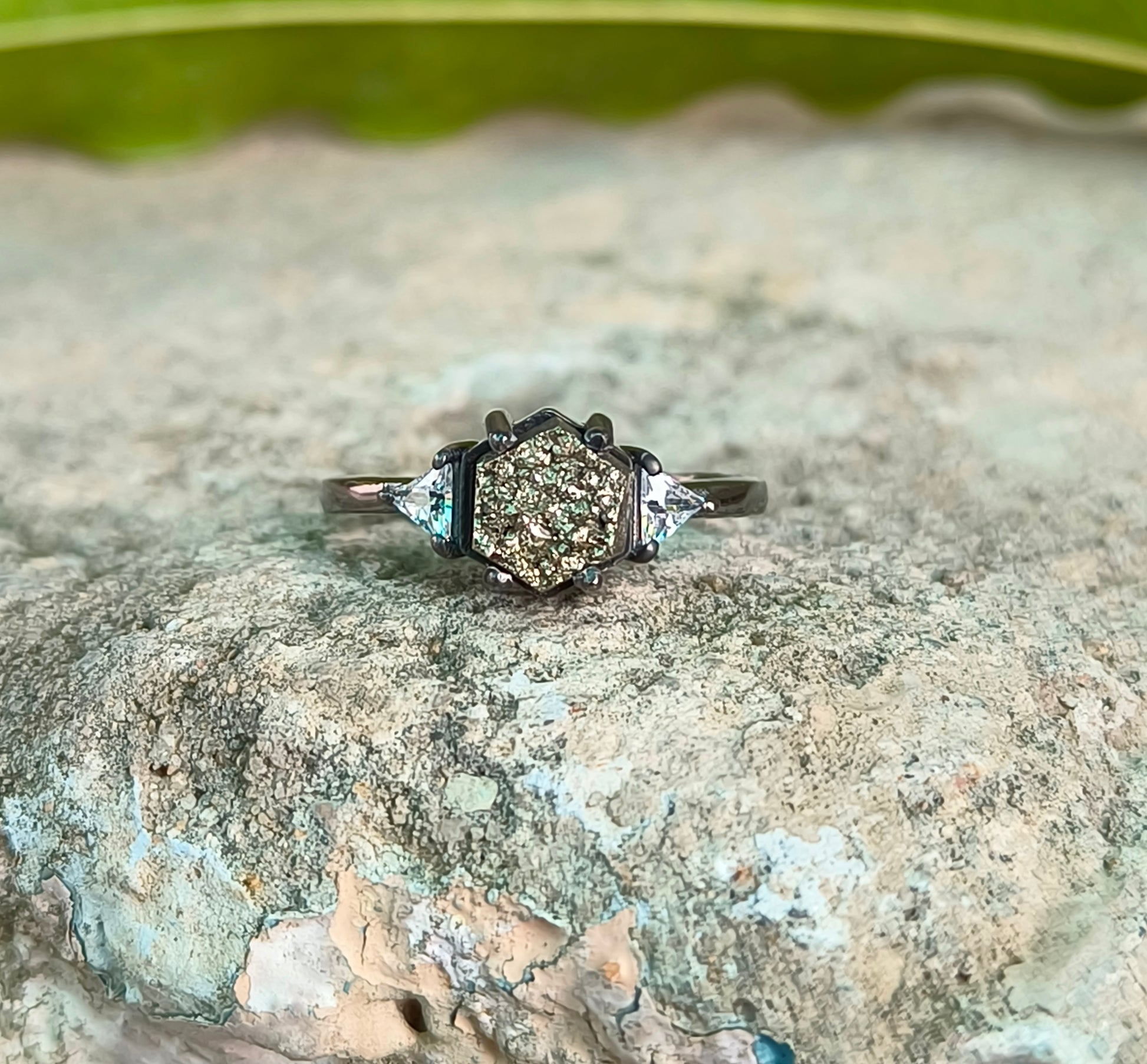 Raw Pyrite Sterling Silver Ring - Engagement Ring I SilverForestaa - SILVERFORESTAA