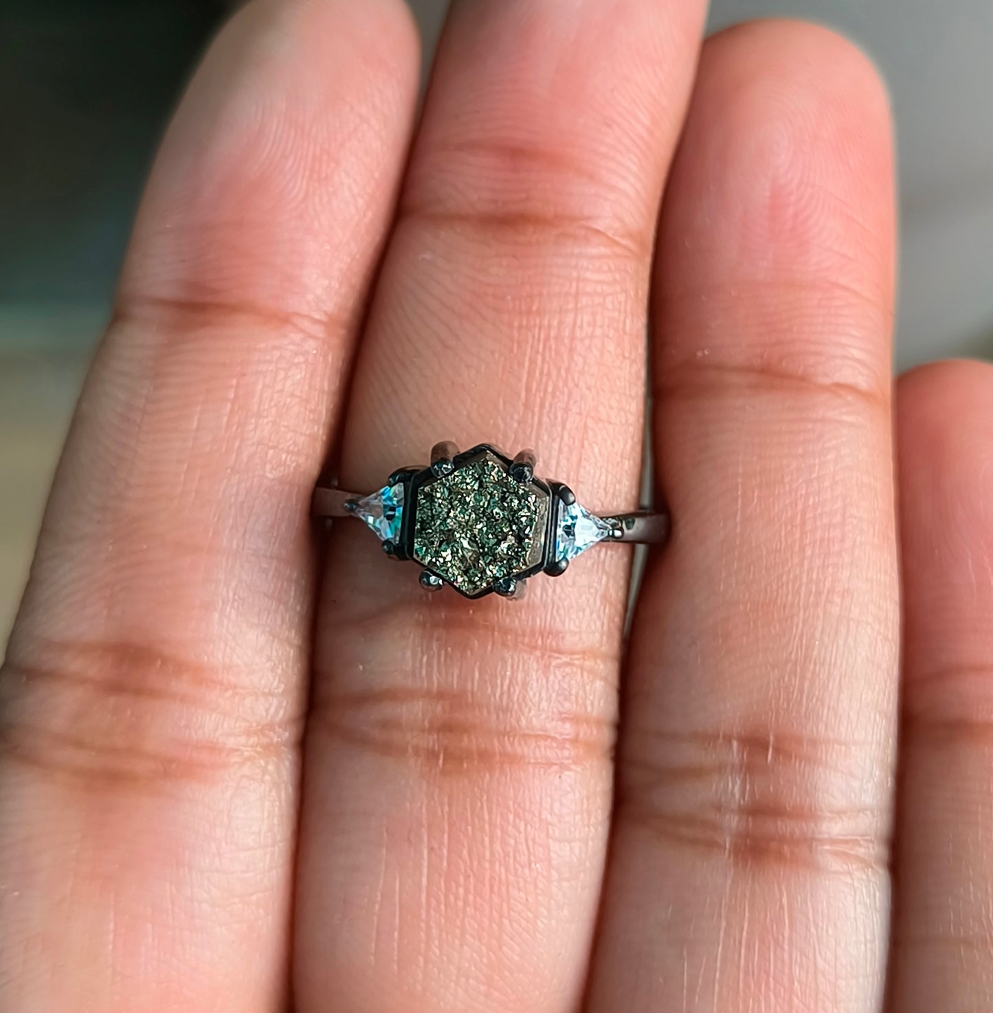 Raw Pyrite Sterling Silver Ring - Engagement Ring I SilverForestaa - SILVERFORESTAA