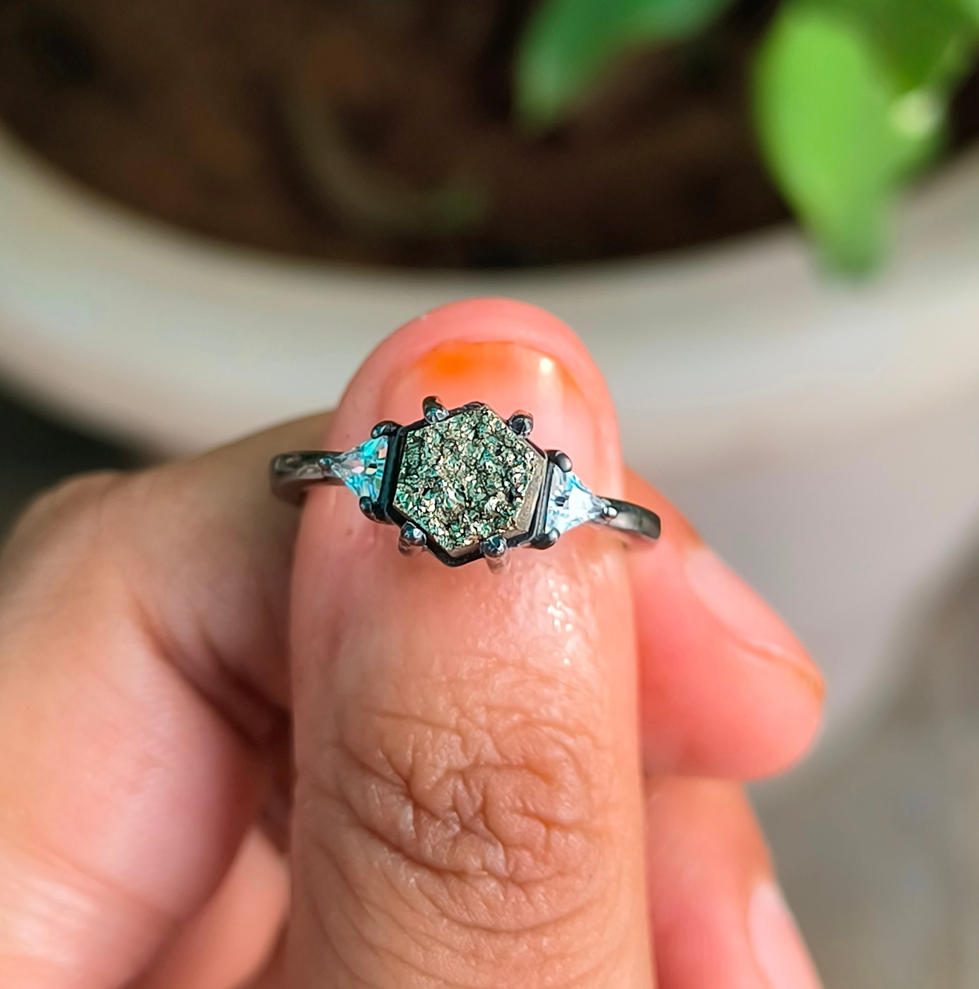 Raw Pyrite Sterling Silver Ring - Engagement Ring I SilverForestaa - SILVERFORESTAA