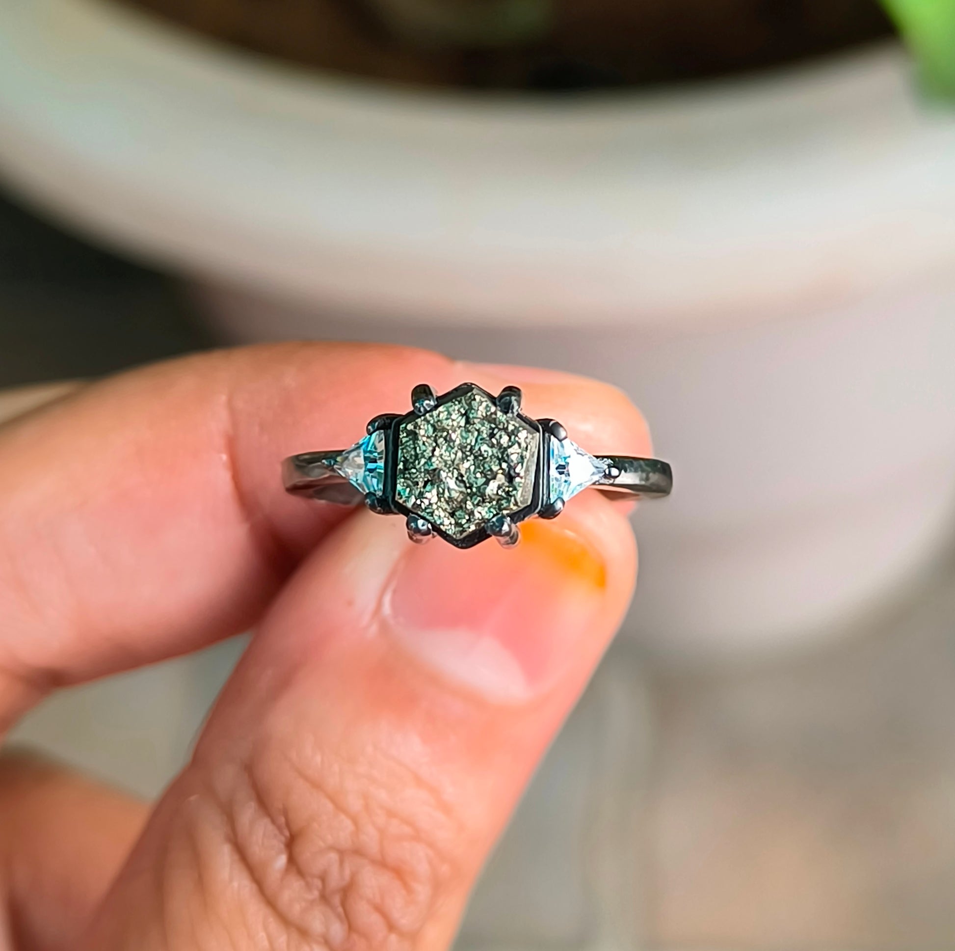 Raw Pyrite Sterling Silver Ring - Engagement Ring I SilverForestaa - SILVERFORESTAA