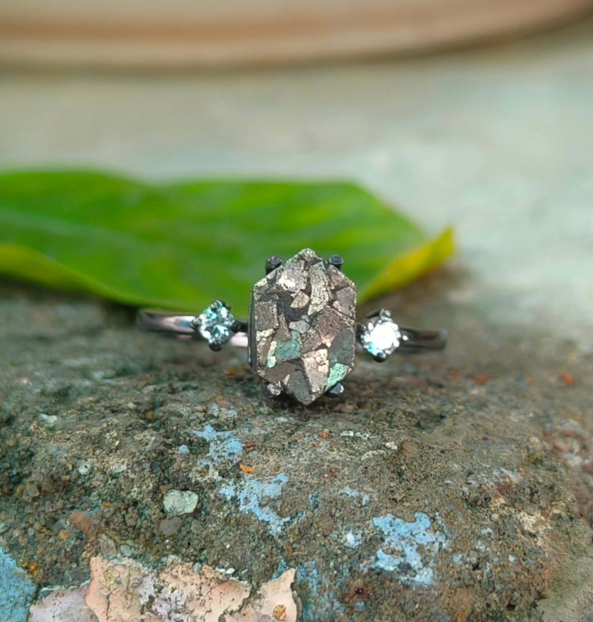 Raw Rough Pyrite Sterling Silver Ring | Silverforestaa - SILVERFORESTAA