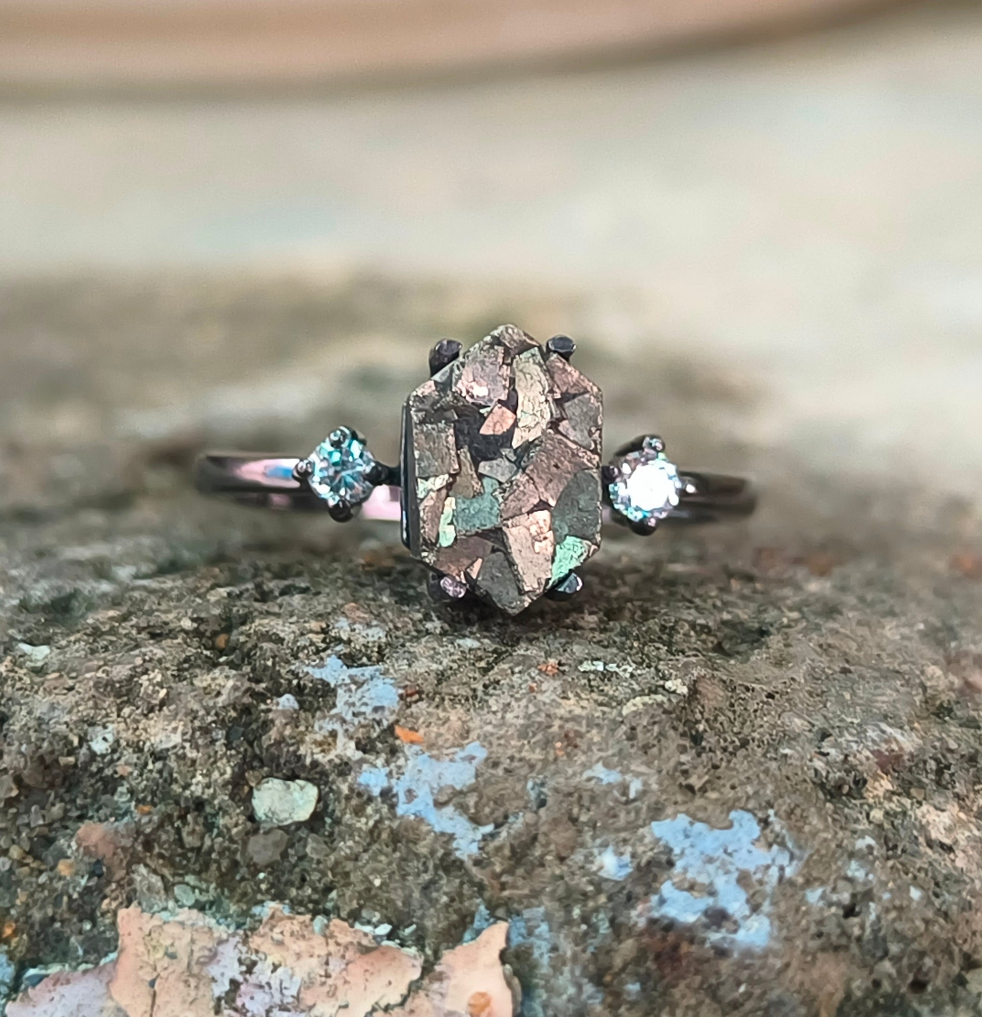 Raw Rough Pyrite Sterling Silver Ring | Silverforestaa - SILVERFORESTAA