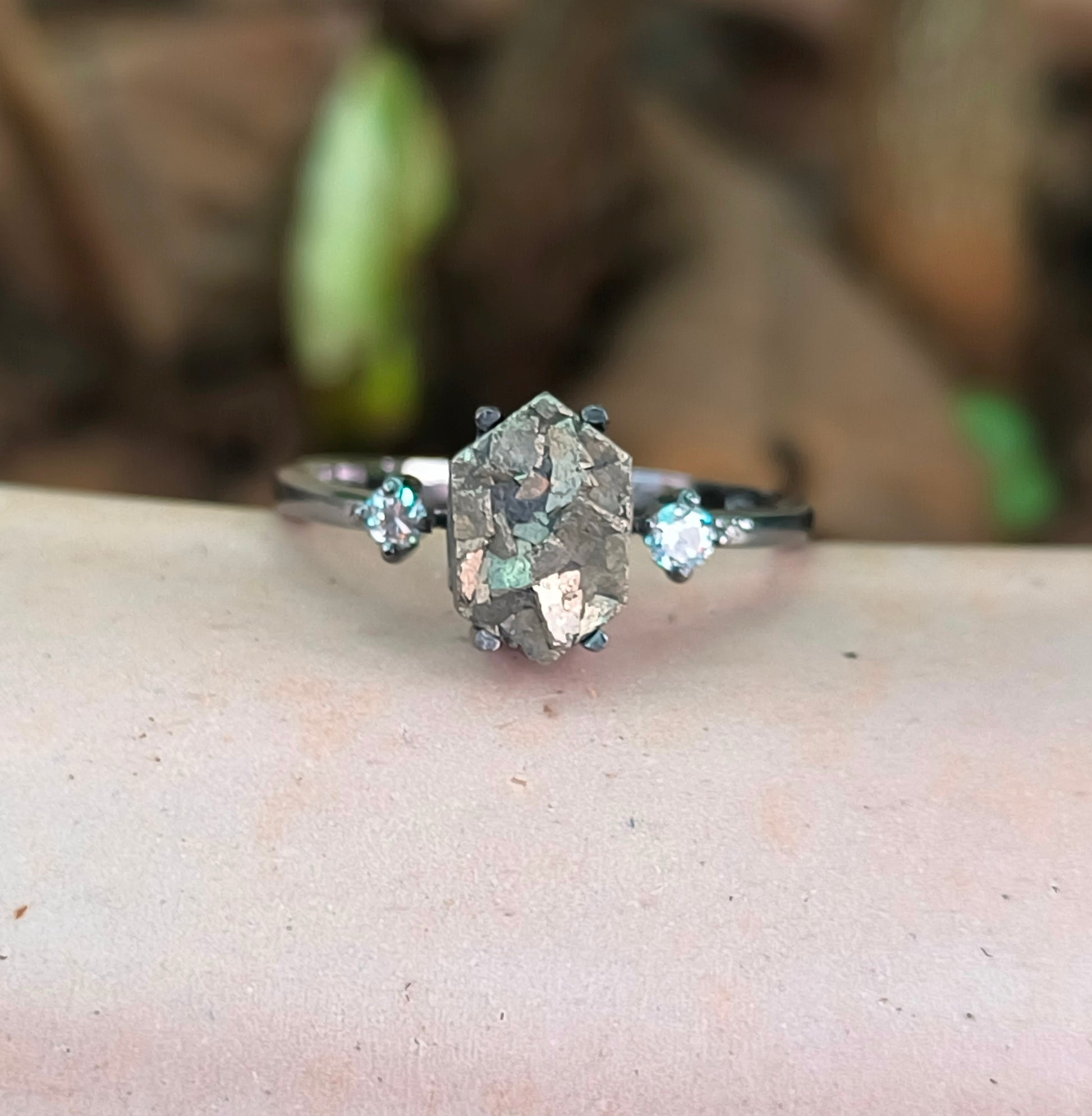 Raw Rough Pyrite Sterling Silver Ring | Silverforestaa - SILVERFORESTAA