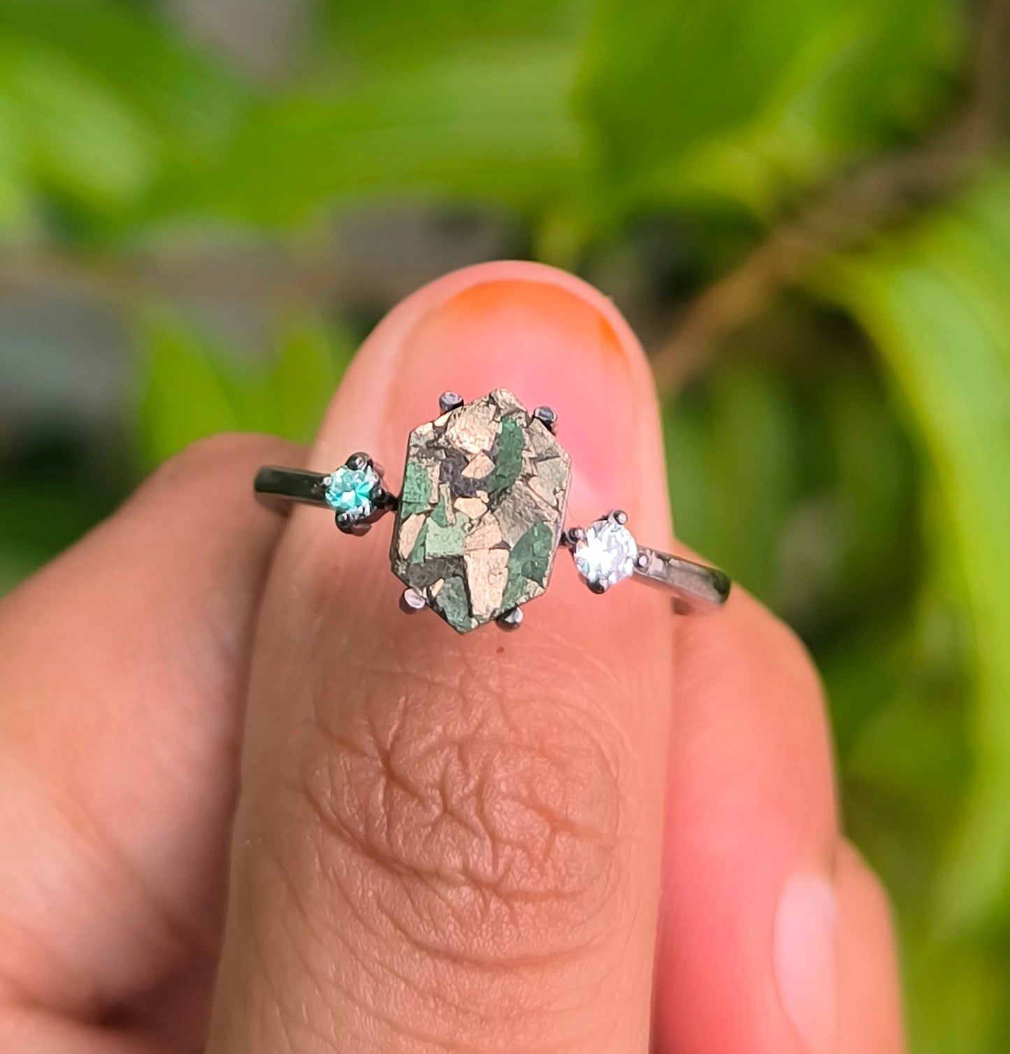 Raw Rough Pyrite Sterling Silver Ring | Silverforestaa - SILVERFORESTAA