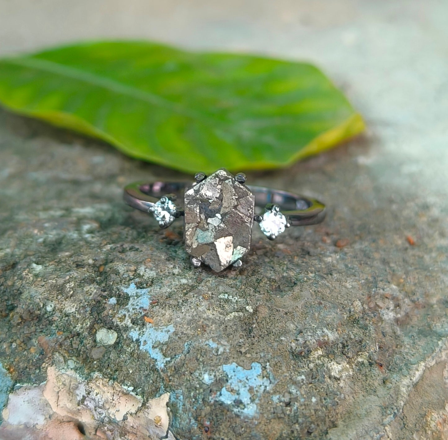 Raw Rough Pyrite Sterling Silver Ring | Silverforestaa - SILVERFORESTAA