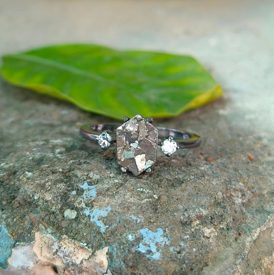 Raw Rough Pyrite Sterling Silver Ring | Silverforestaa - SILVERFORESTAA