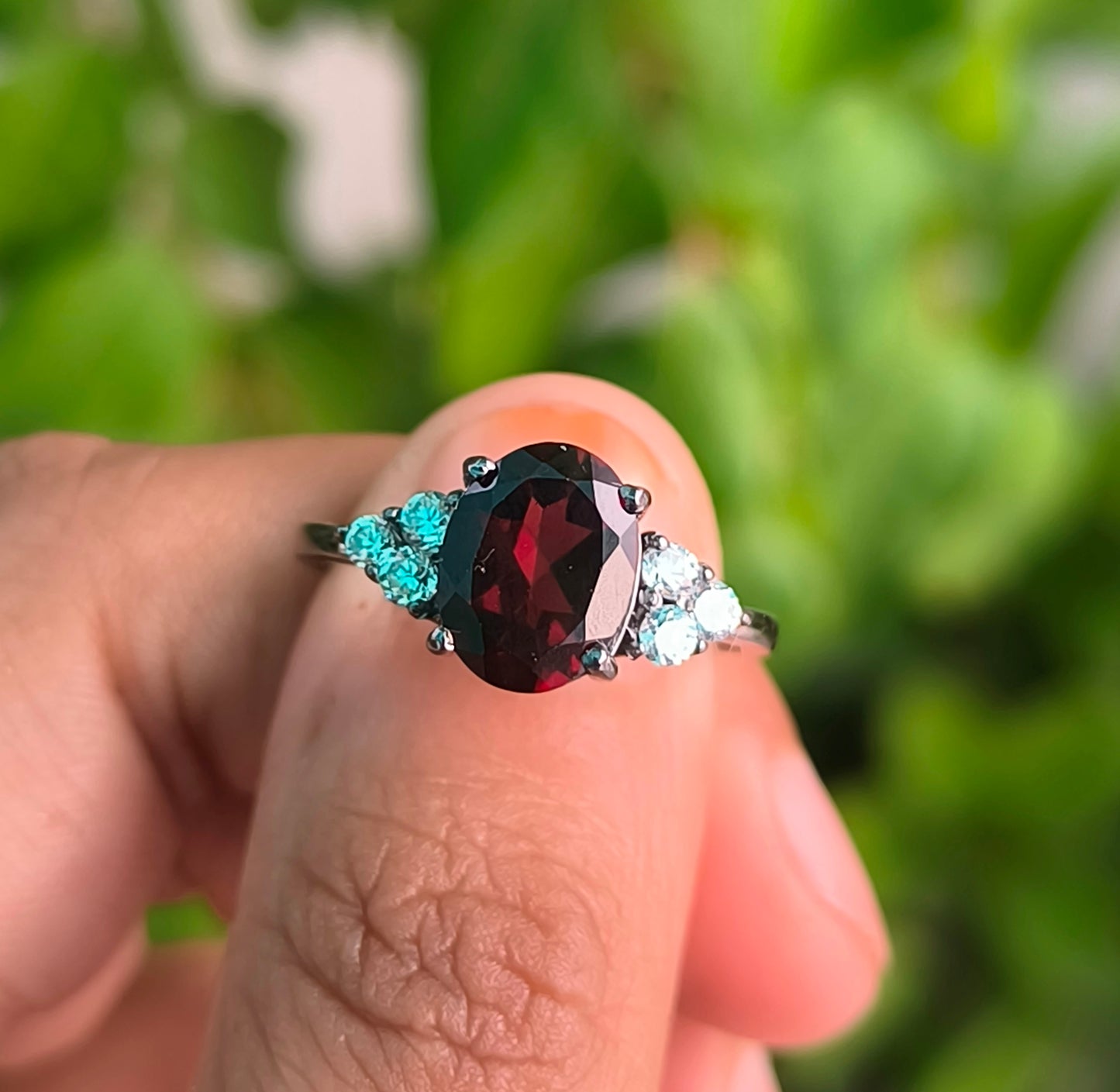 Garnet Dainty Engagement Ring in 925 Sterling Silver Ring | Silverforestaa - SILVERFORESTAA