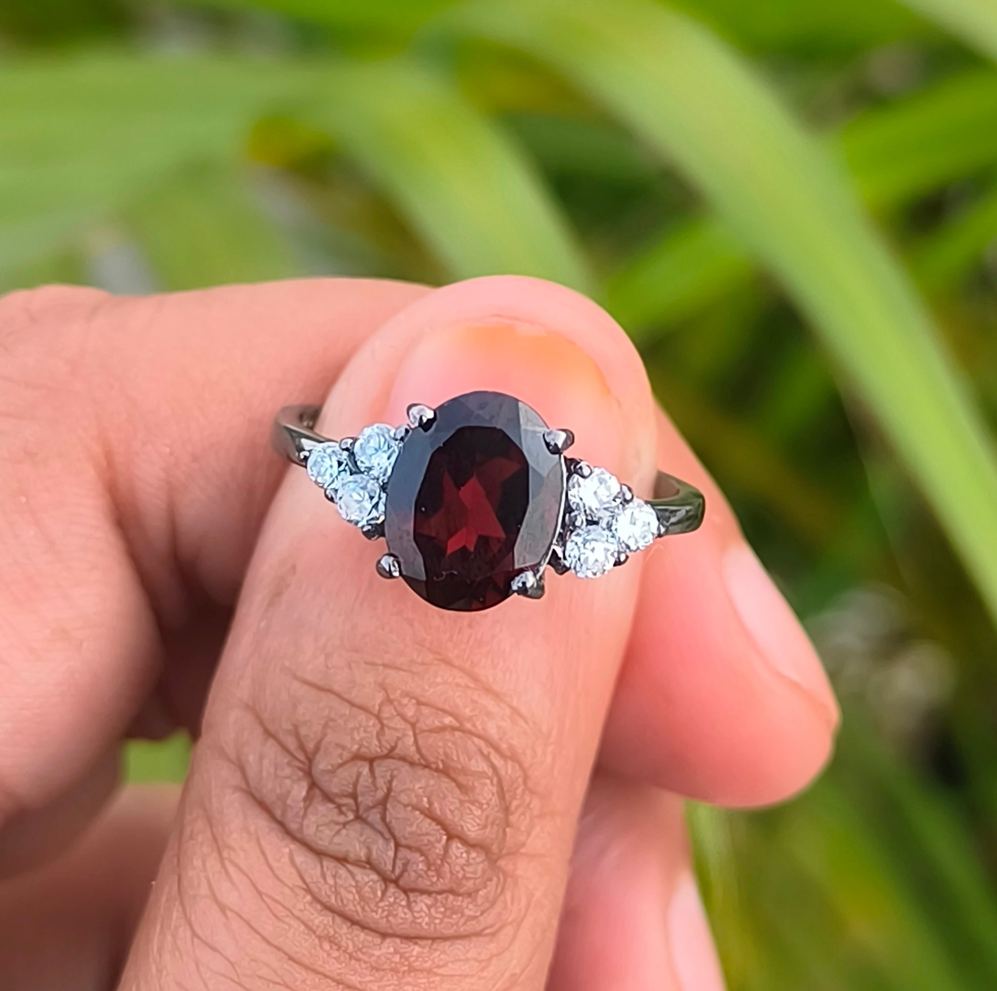 Garnet Dainty Engagement Ring in 925 Sterling Silver Ring | Silverforestaa - SILVERFORESTAA