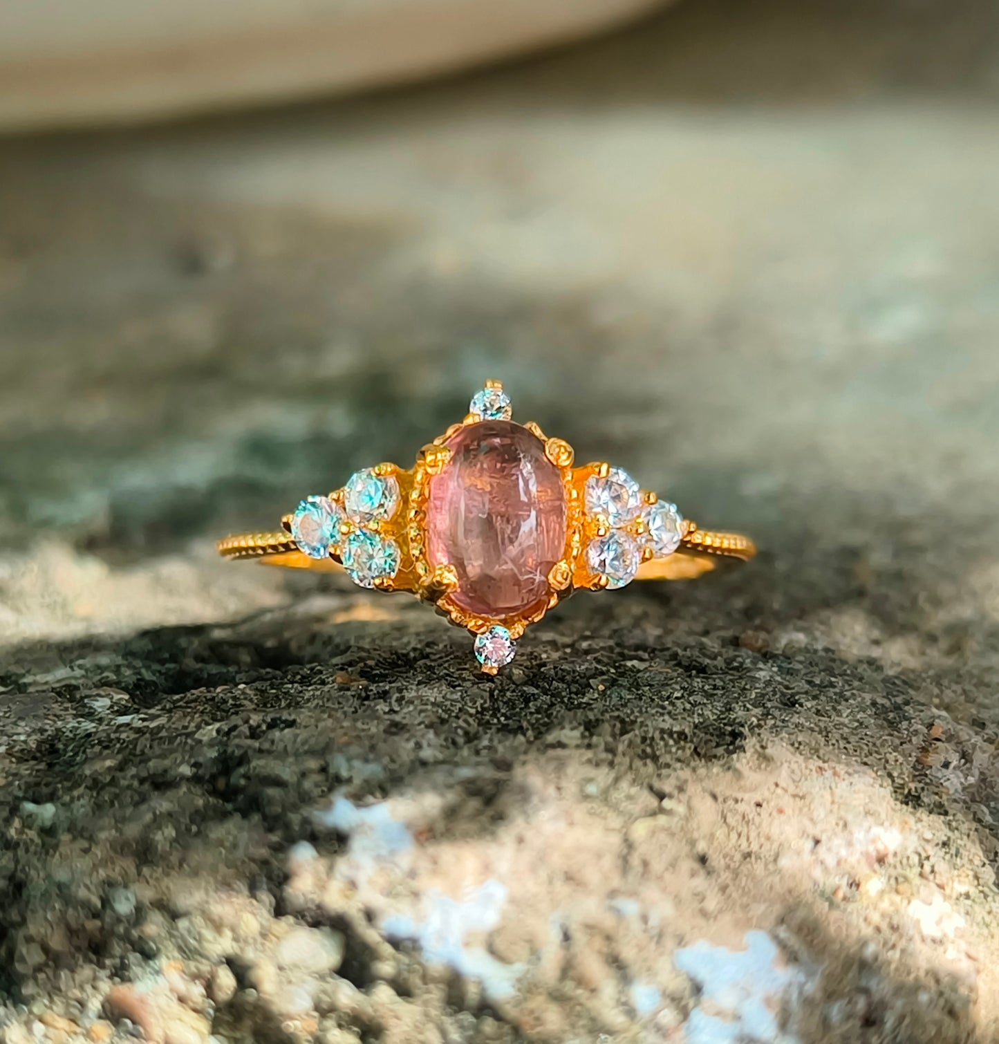 Pink Tourmaline Ring – Dainty 925 Sterling Silver Minimalist Jewelry - SILVERFORESTAA