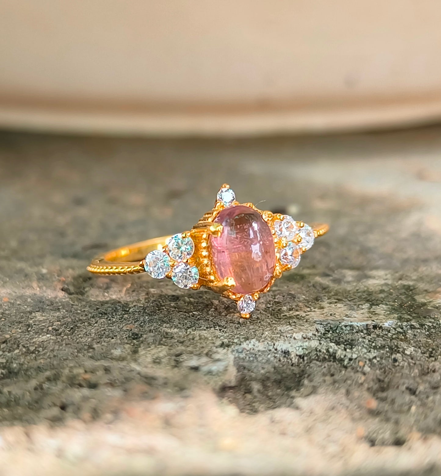 Pink Tourmaline Ring – Dainty 925 Sterling Silver Minimalist Jewelry - SILVERFORESTAA