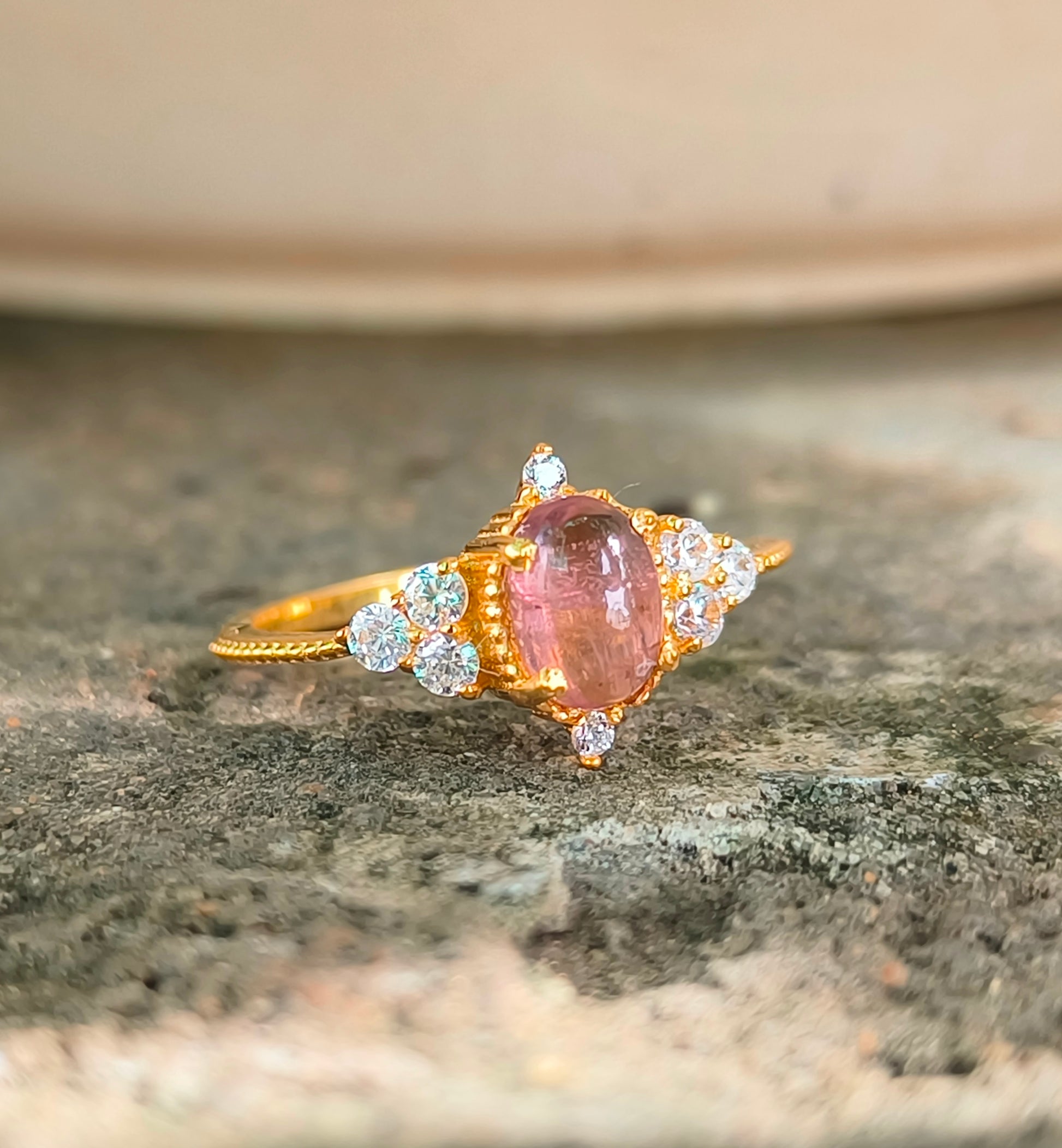 Pink Tourmaline Ring – Dainty 925 Sterling Silver Minimalist Jewelry - SILVERFORESTAA