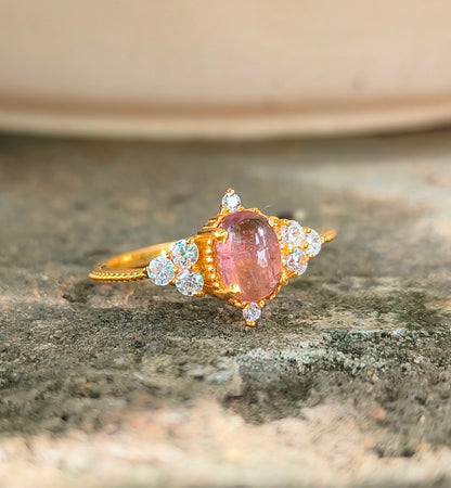 Pink Tourmaline Ring – Dainty 925 Sterling Silver Minimalist Jewelry - SILVERFORESTAA