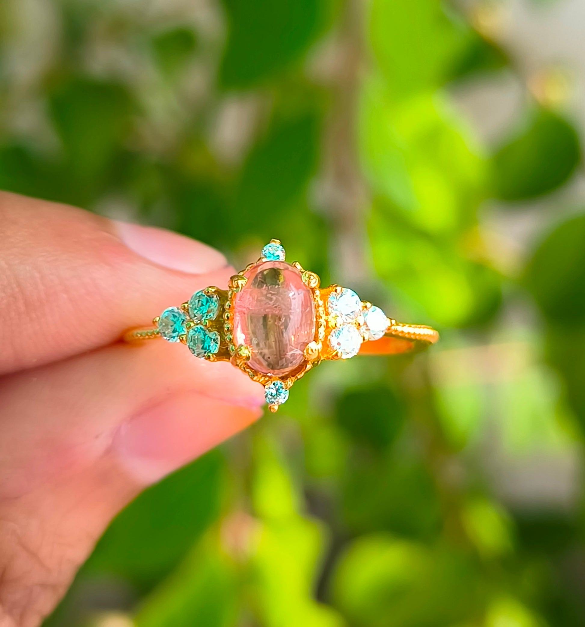Pink Tourmaline Ring – Dainty 925 Sterling Silver Minimalist Jewelry - SILVERFORESTAA