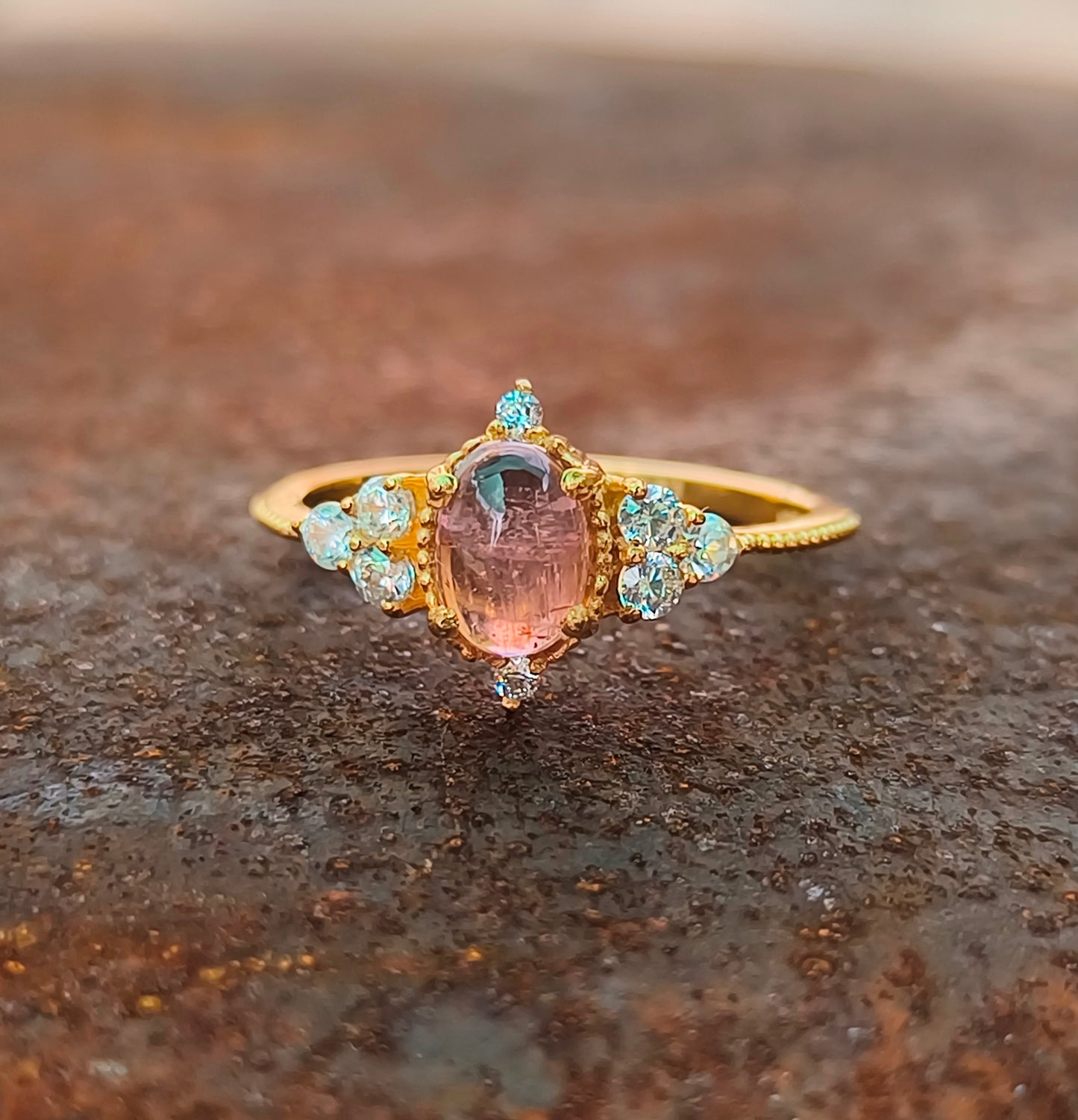 Pink Tourmaline Ring – Dainty 925 Sterling Silver Minimalist Jewelry - SILVERFORESTAA