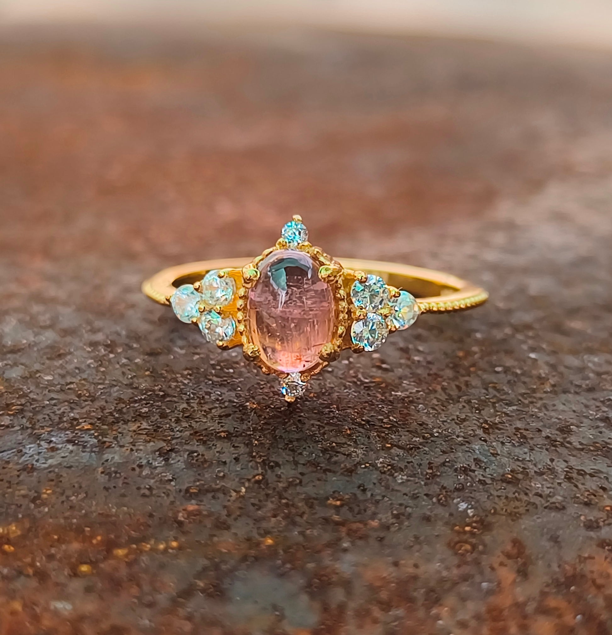 Pink Tourmaline Ring – Dainty 925 Sterling Silver Minimalist Jewelry - SILVERFORESTAA