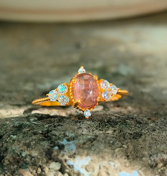 Pink Tourmaline Ring – Dainty 925 Sterling Silver Minimalist Jewelry - SILVERFORESTAA