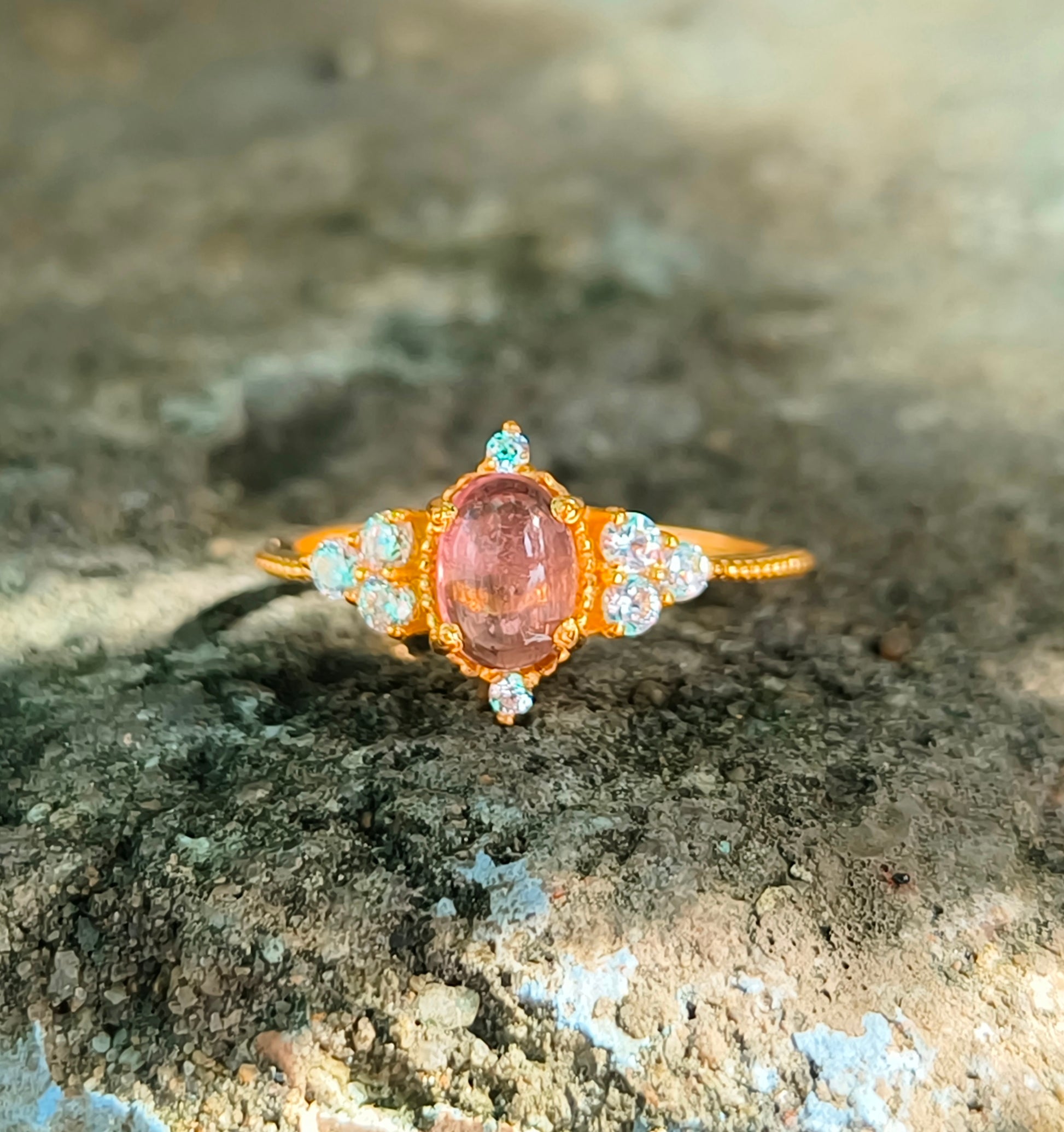 Pink Tourmaline Ring – Dainty 925 Sterling Silver Minimalist Jewelry - SILVERFORESTAA