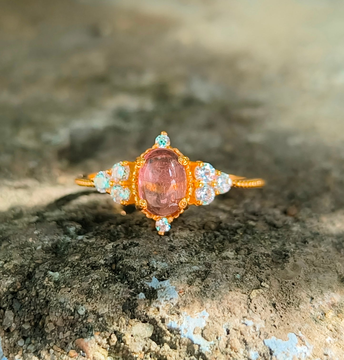 Pink Tourmaline Ring – Dainty 925 Sterling Silver Minimalist Jewelry - SILVERFORESTAA