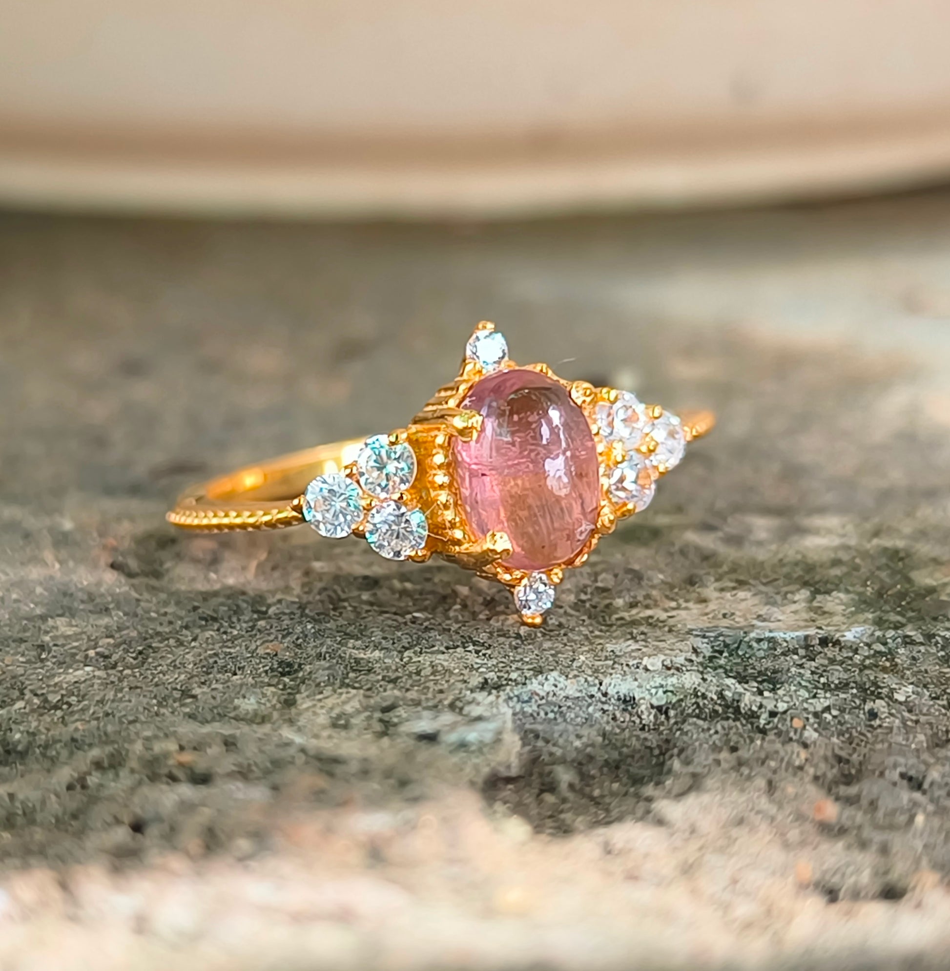Pink Tourmaline Ring – Dainty 925 Sterling Silver Minimalist Jewelry - SILVERFORESTAA