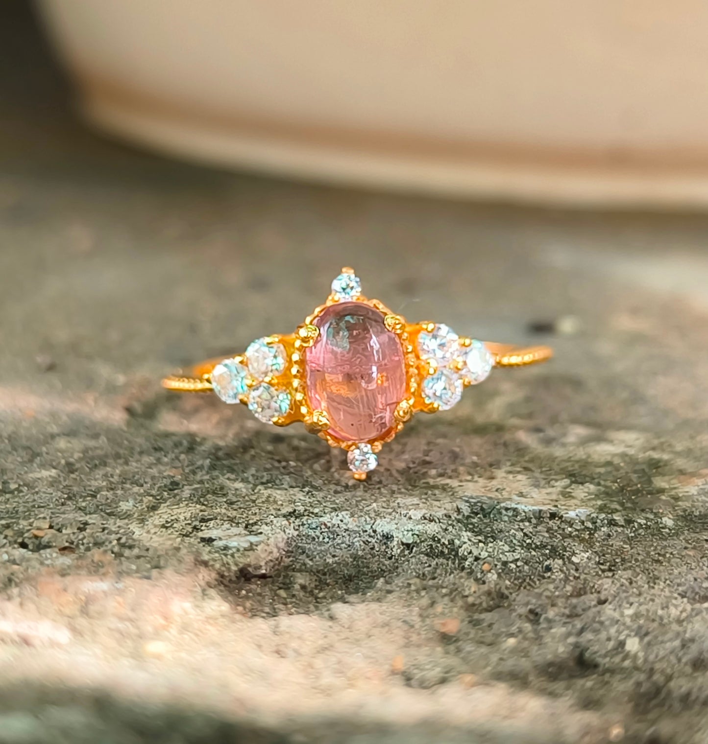 Pink Tourmaline Ring – Dainty 925 Sterling Silver Minimalist Jewelry - SILVERFORESTAA