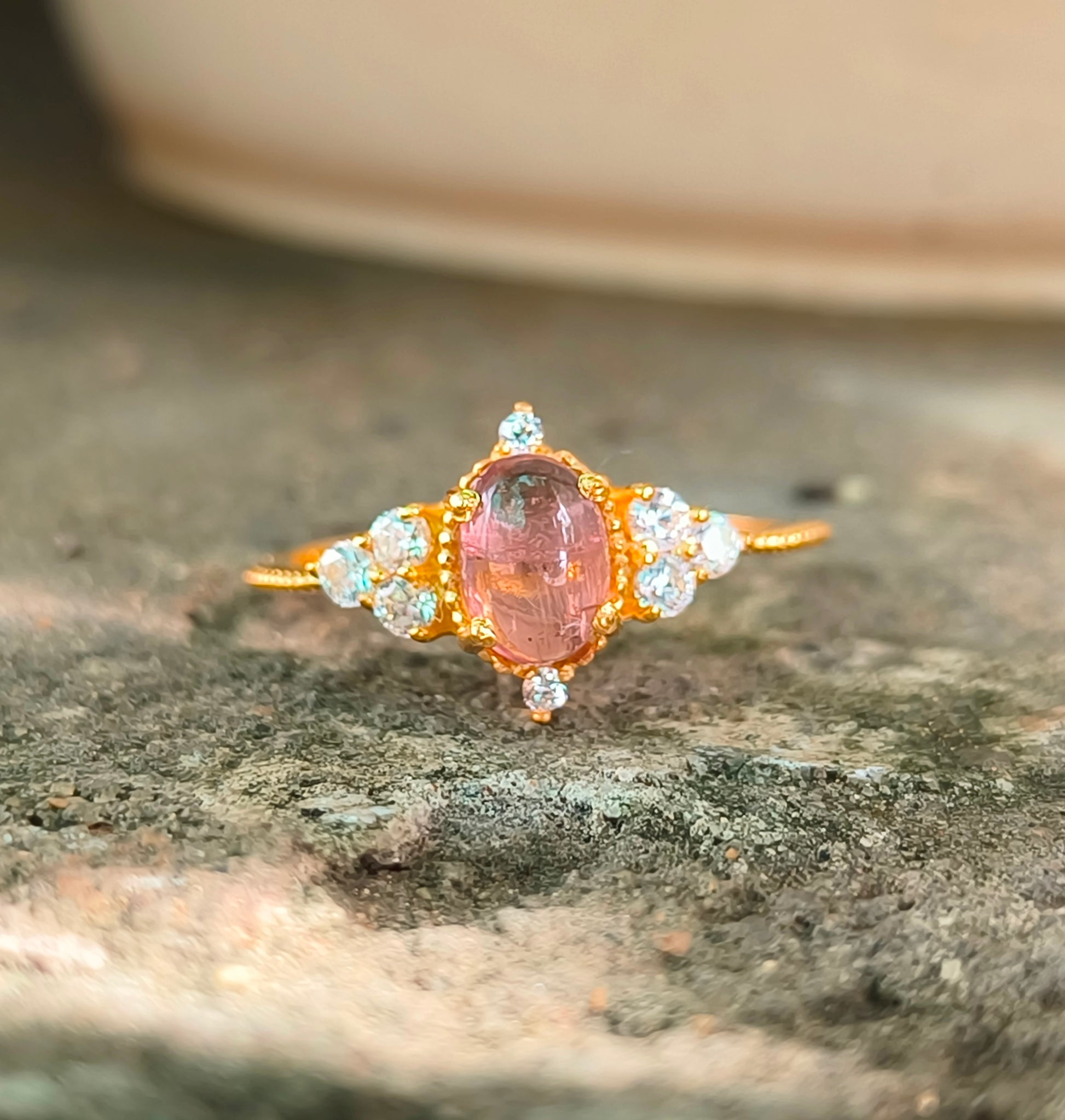 Pink Tourmaline Ring – Dainty 925 Sterling Silver Minimalist Jewelry - SILVERFORESTAA